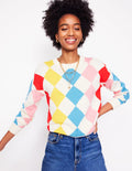 Argyle-Pullover aus Baumwolle-Rosa, Hellblau Argyle