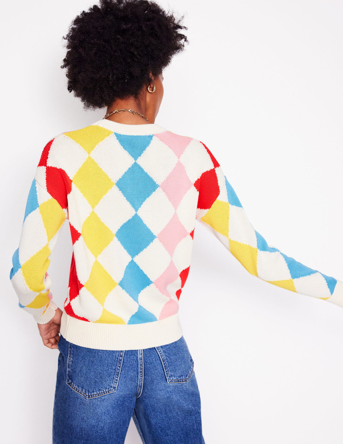 Argyle-Pullover aus Baumwolle-Rosa, Hellblau Argyle-3