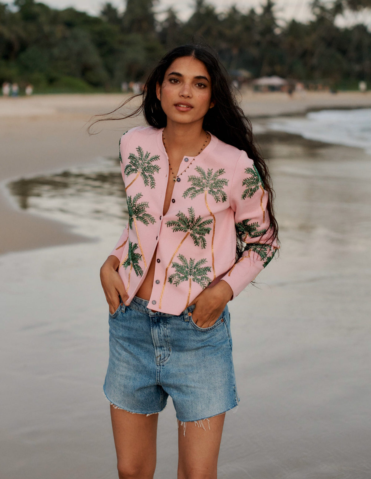 Embellished  Cardigan-Soft Pink - Image 5