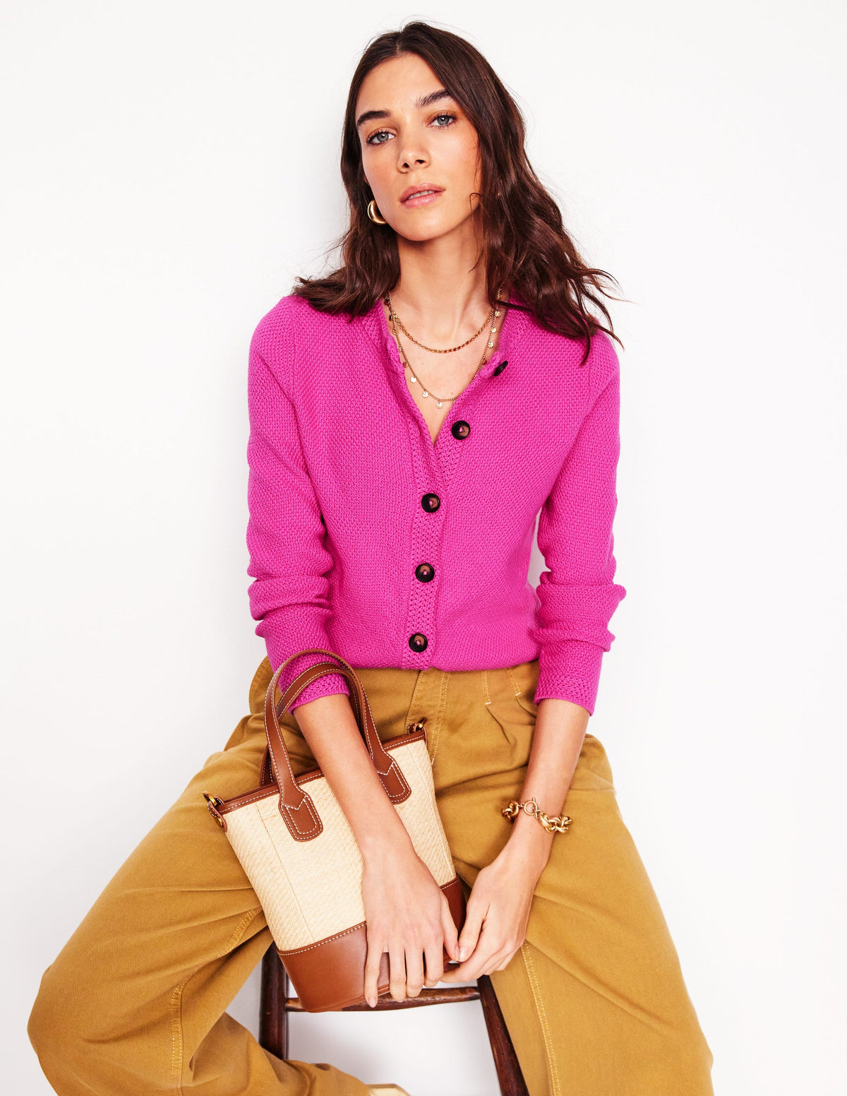 Callie Strickjacke mit Häkelbesatz-Rosa - Image 2