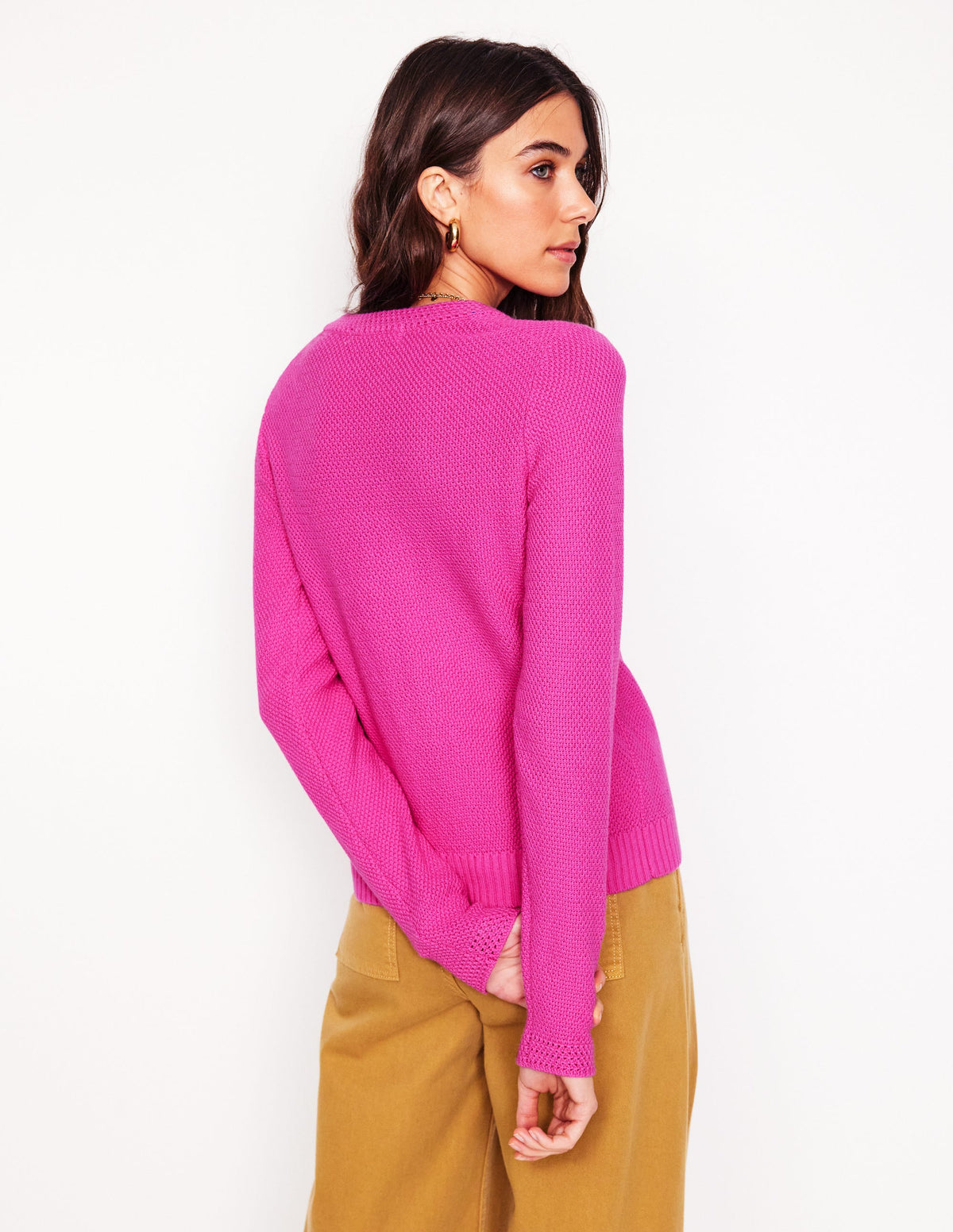 Callie Strickjacke mit Häkelbesatz-Rosa-4