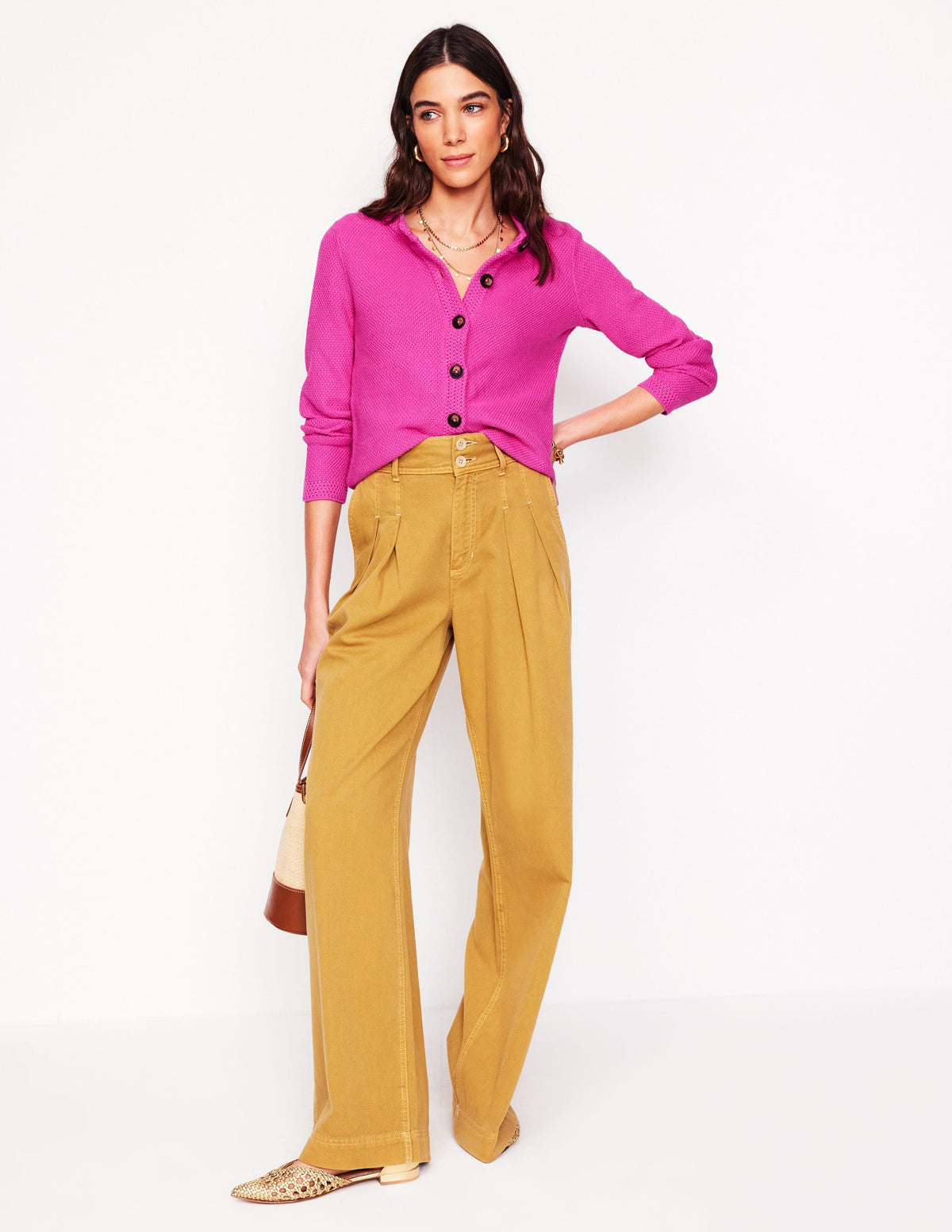 Callie Strickjacke mit Häkelbesatz-Rosa-5