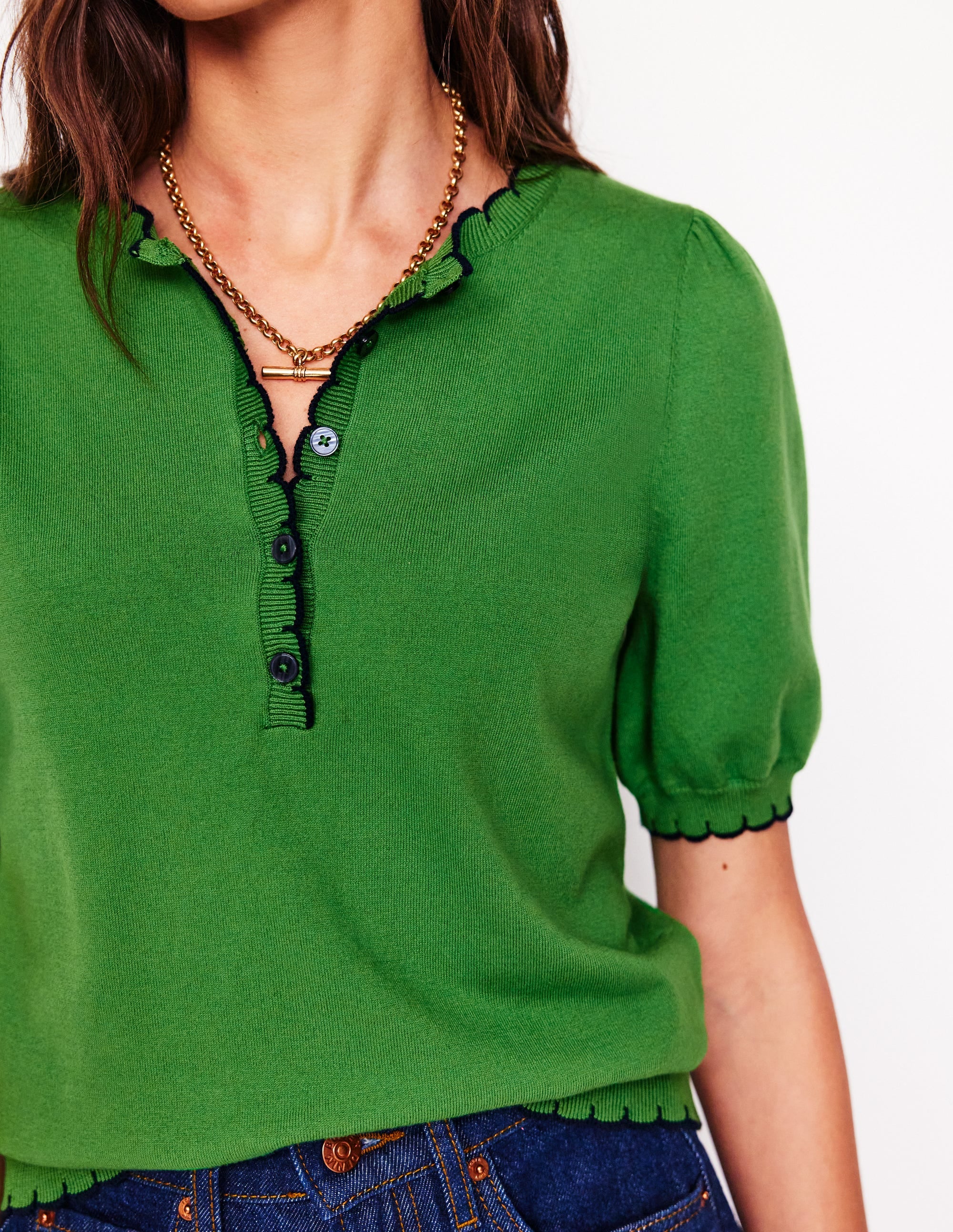 Pru T-Shirt mit Muschelsaum-Paradiesgrün - Image 3