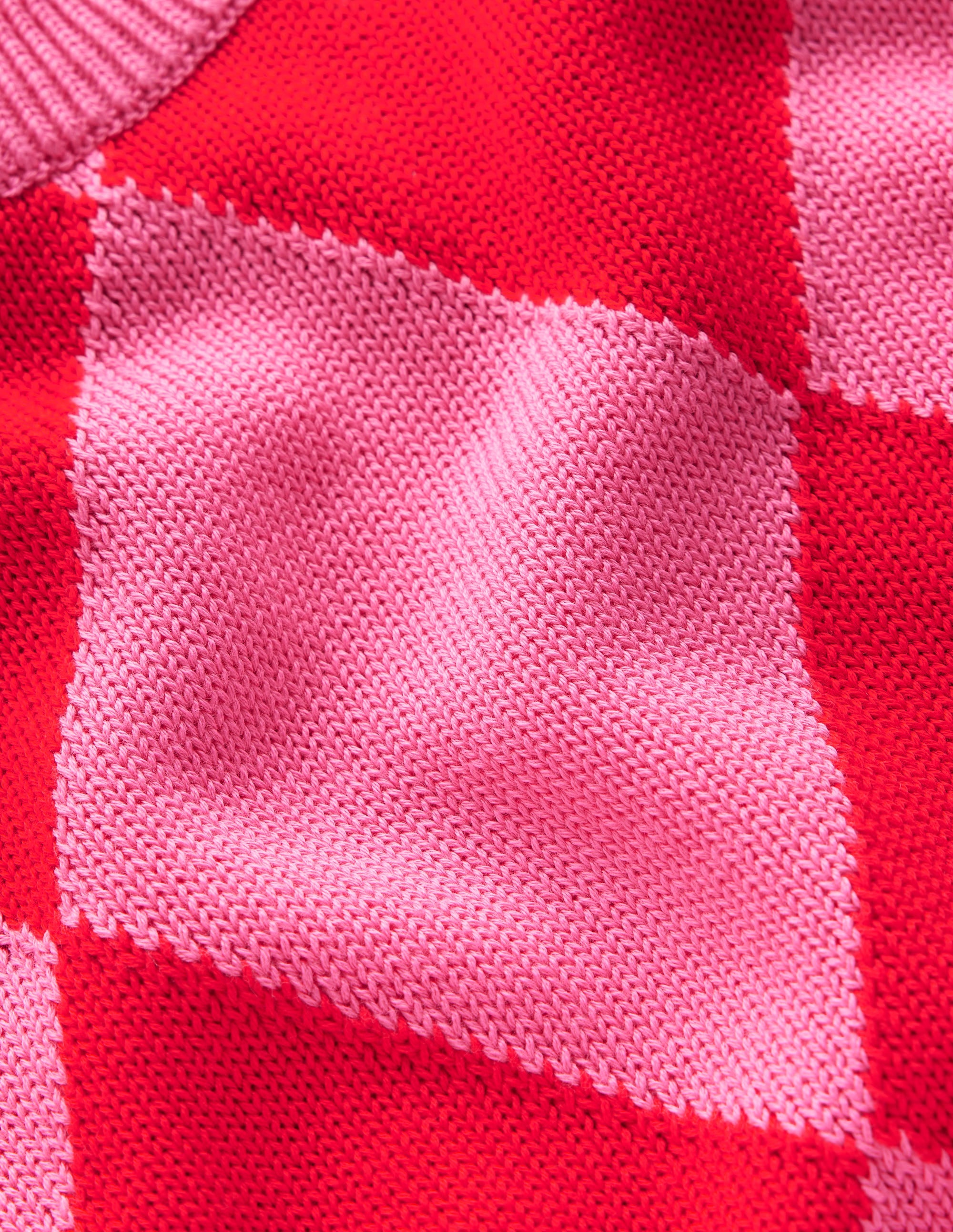 Argyle-Pullunder aus Baumwolle-Rosarot und Mohnblumenrot Argyle - Image 7