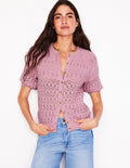 Gilet Elodie surpiqué-Rose Tendre