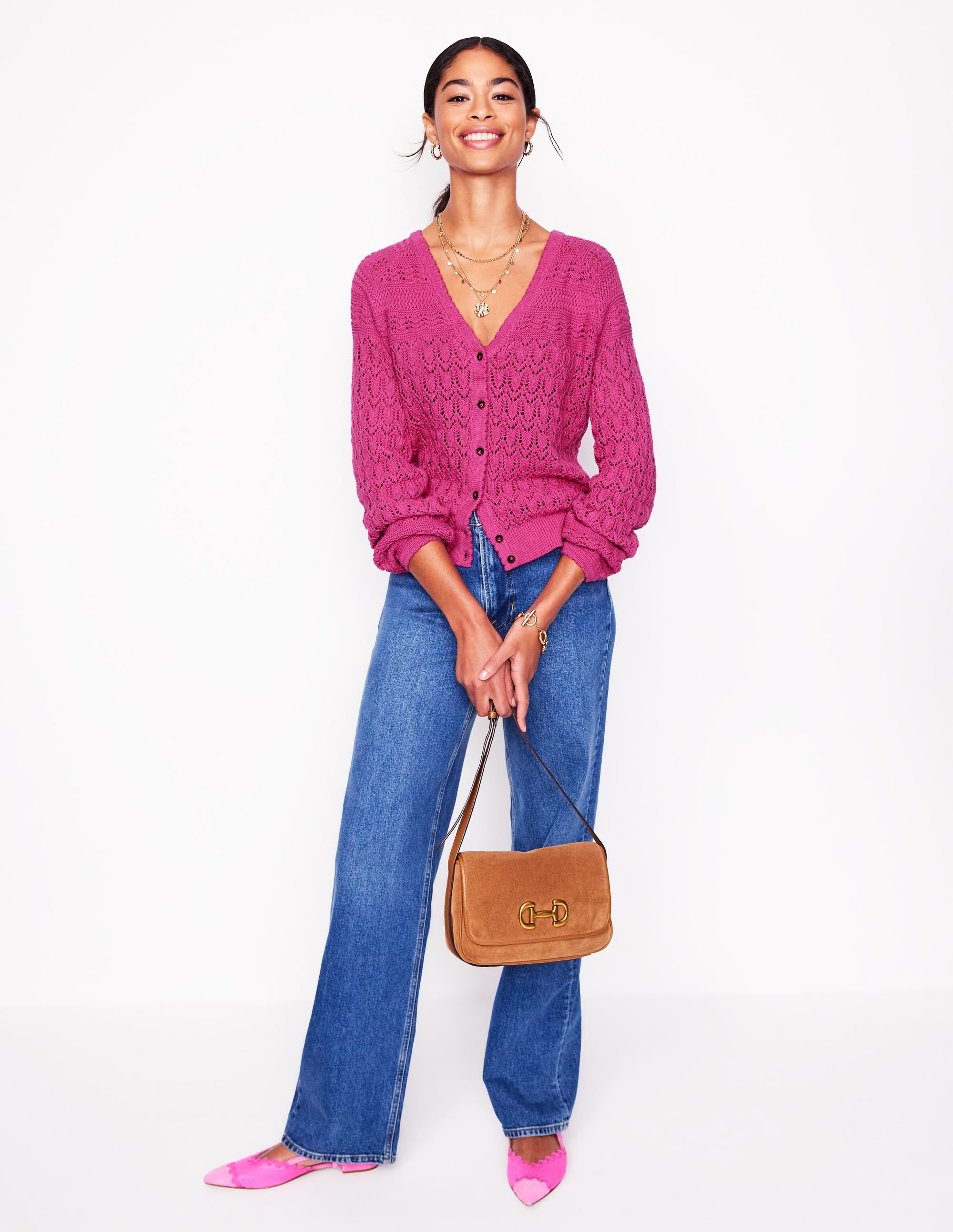 Elodie Strickjacke mit Ziernaht und V-Ausschnitt-Violette Zwetschge - Image 4