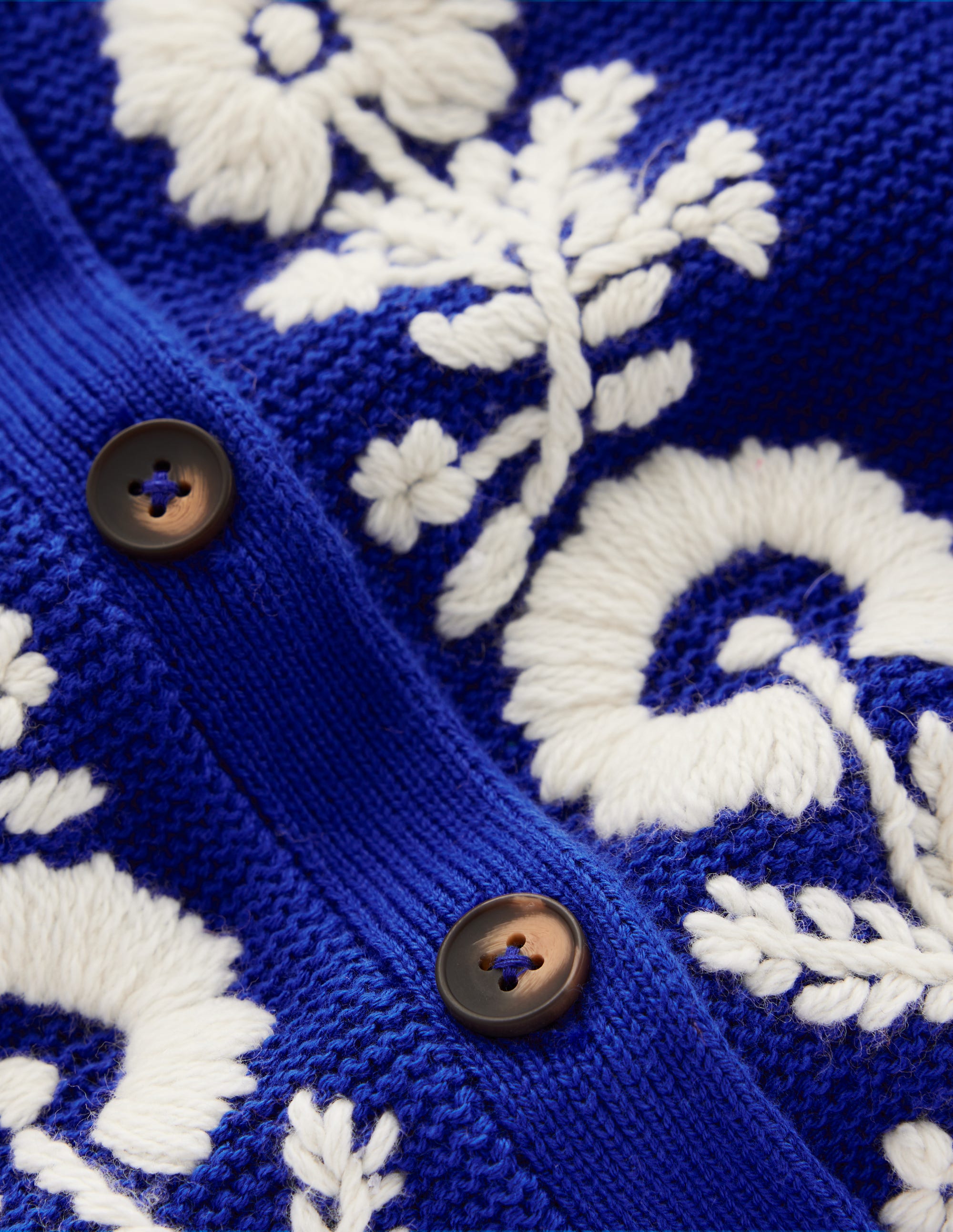 Bestickte Strickjacke mit kurzen Ärmeln-Leuchtendes Blau, Blumen - Image 7