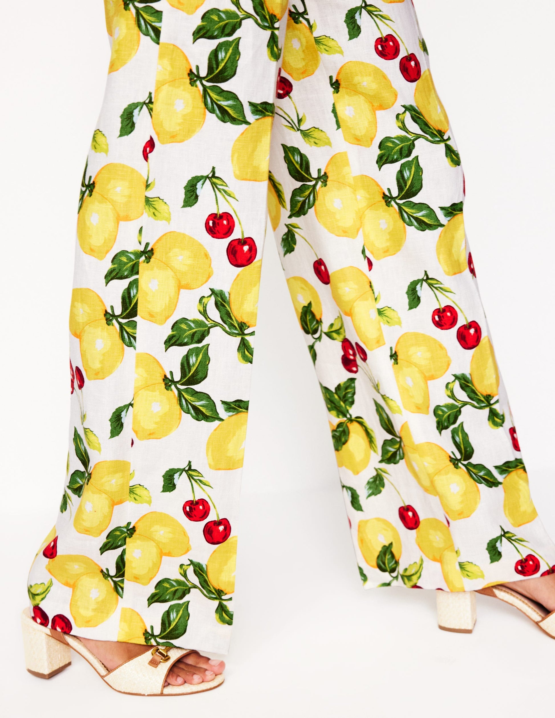Westbourne Leinenhose-Naturweiß, Kirschen und Zitronen-6