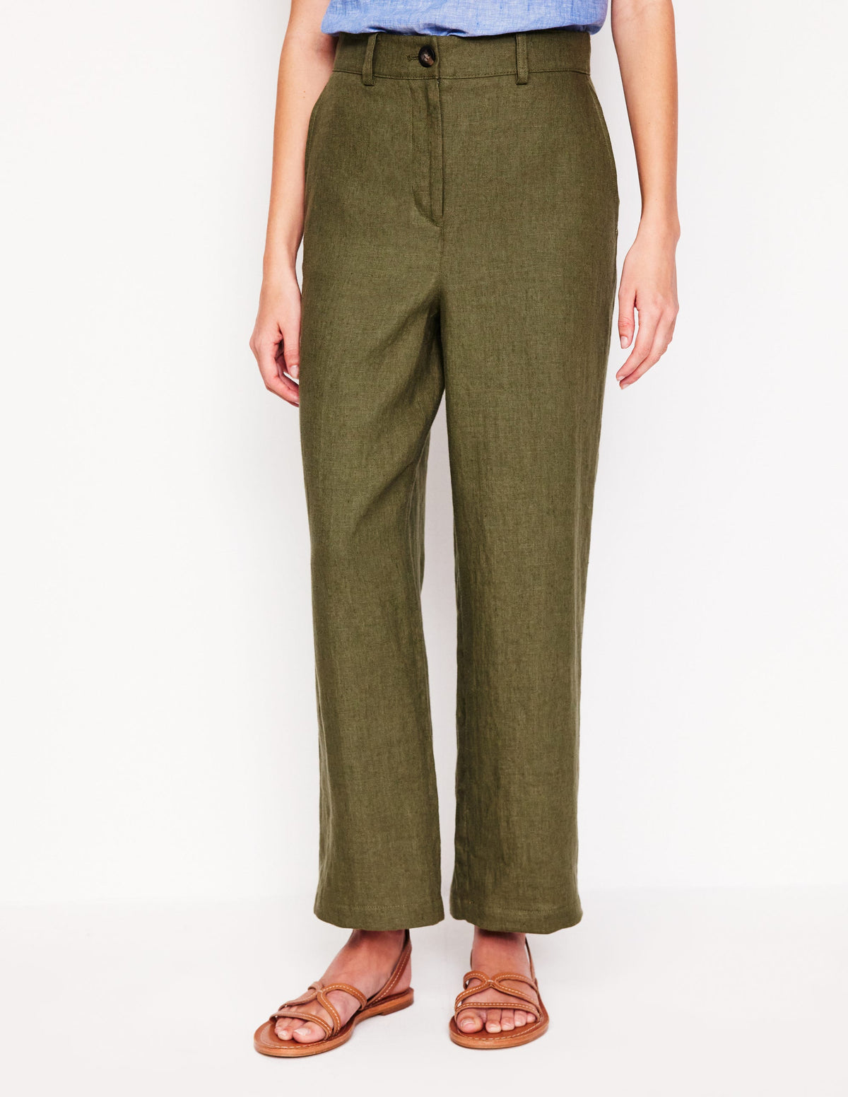Westbourne Verkürzte Leinenhose-Waldgrün-4