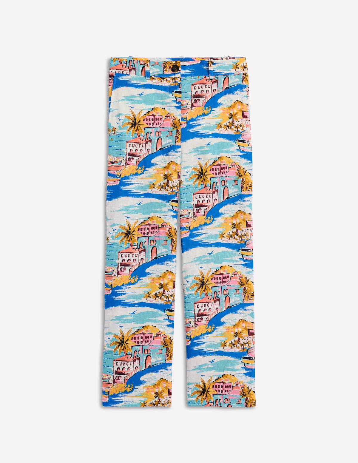 Westbourne Crop Linen Trousers-Multi, Paradise Bay-6