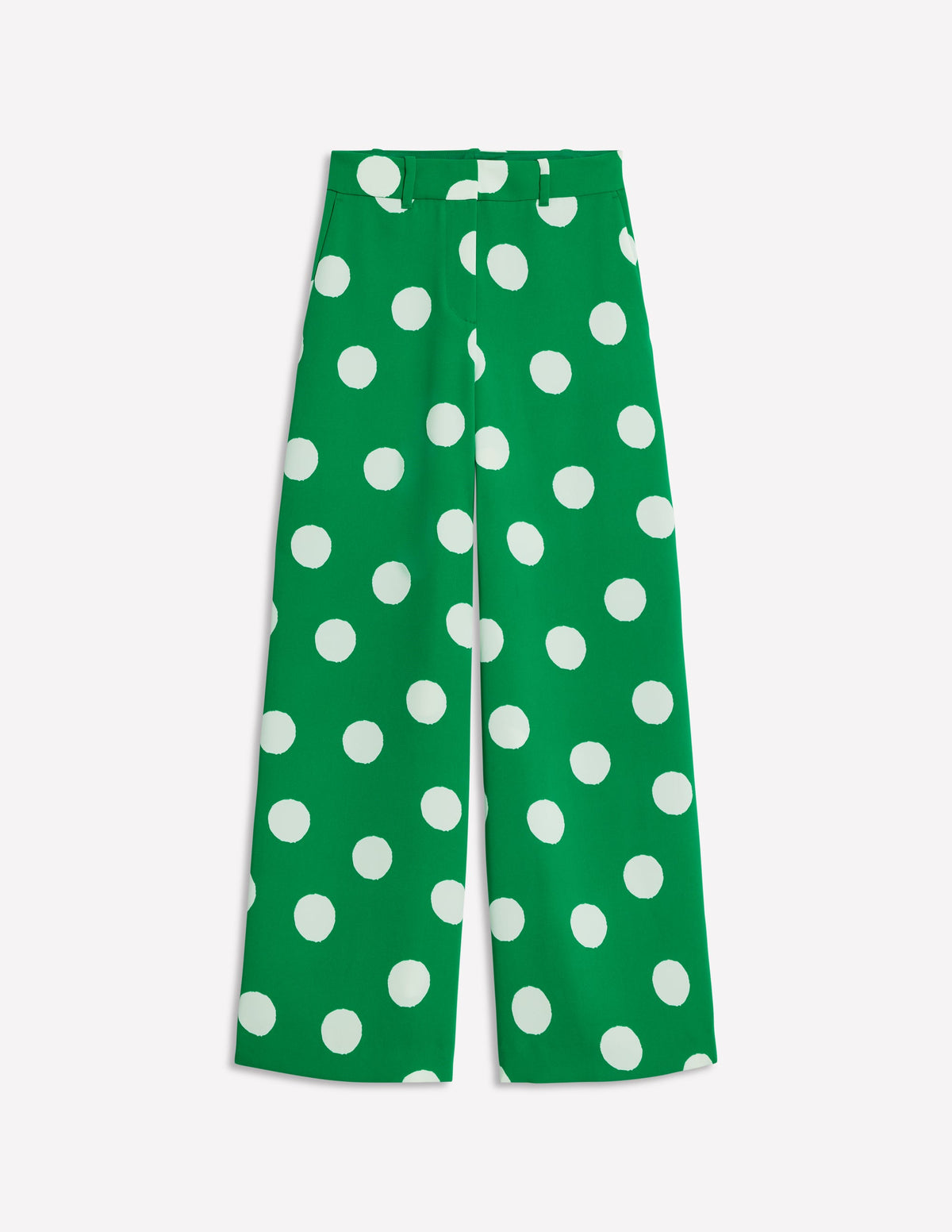 Pantalon large-Émeraude profond, pois abstraits - Image 6