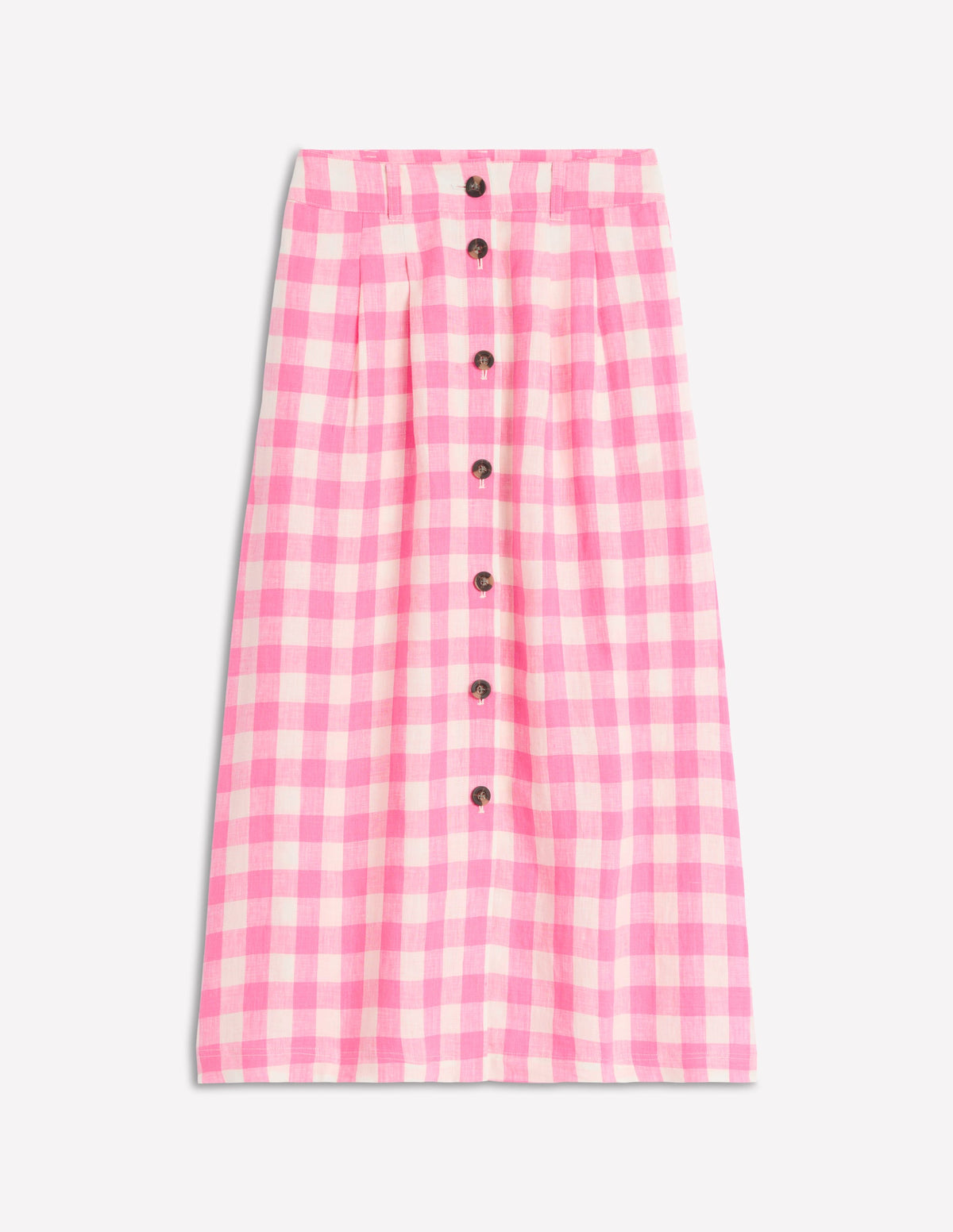 Jupe midi Thomasina en lin-Vichy Rose-6