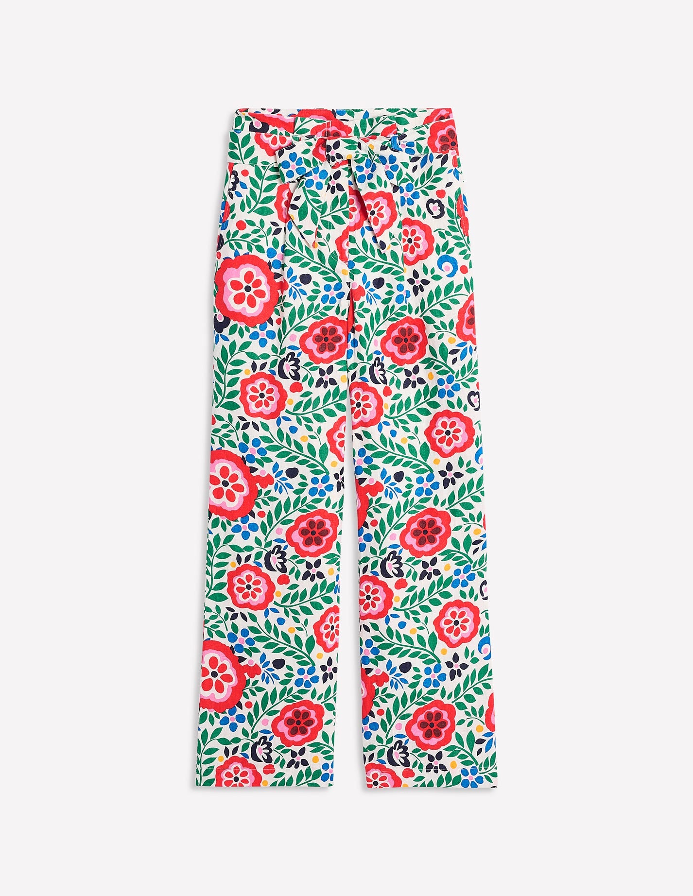 Leinenhose mit Gürtel-Bunt, Blütenpracht-5