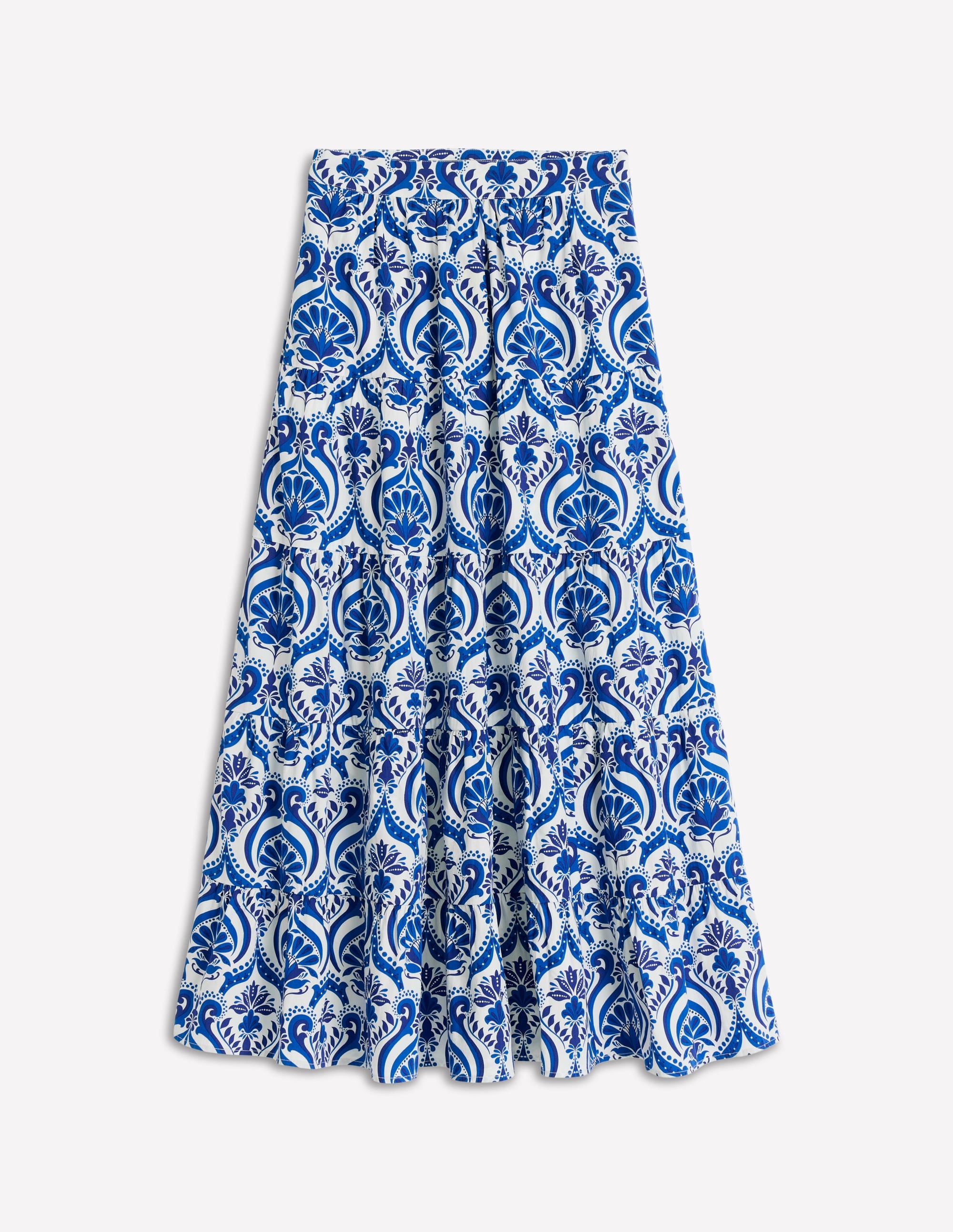 Jupe longue Nadia en popeline-Bleu, motif Ornamental Floral - Image 5