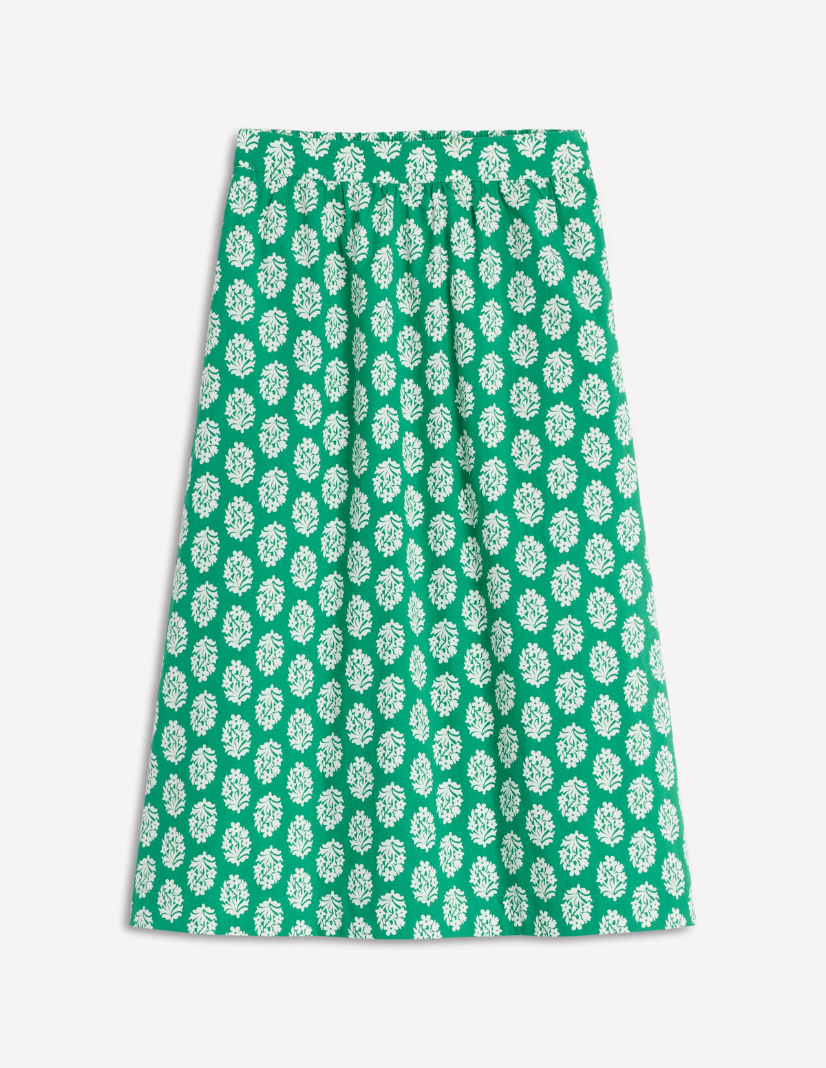 Jupe midi Hattie en popeline-Émeraude profond, motif Posy Stamp-5