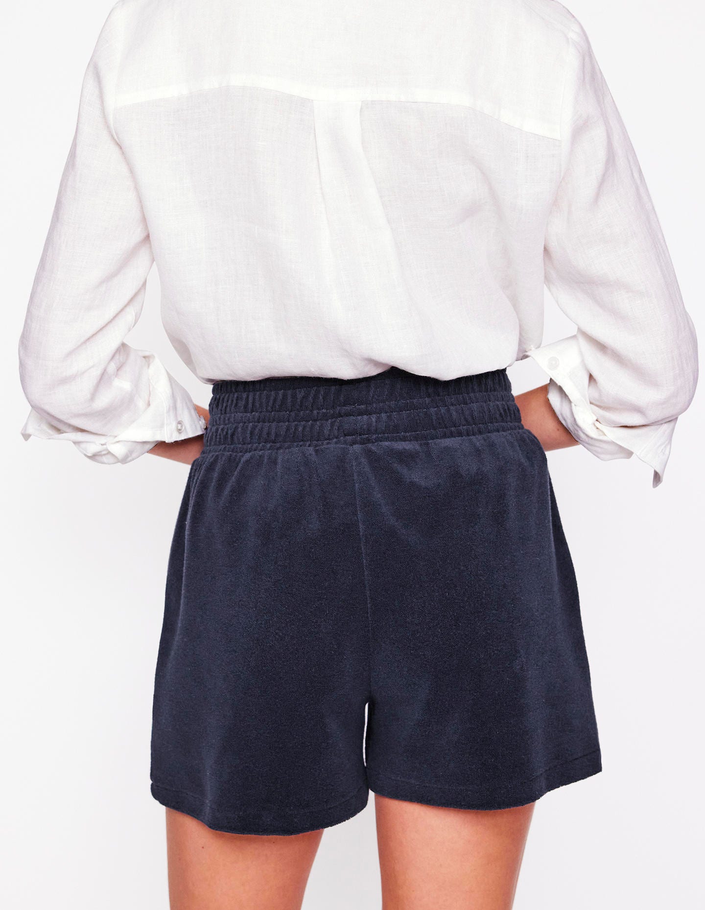 Gesmokte Frottee-Shorts-Marineblaue - Image 3
