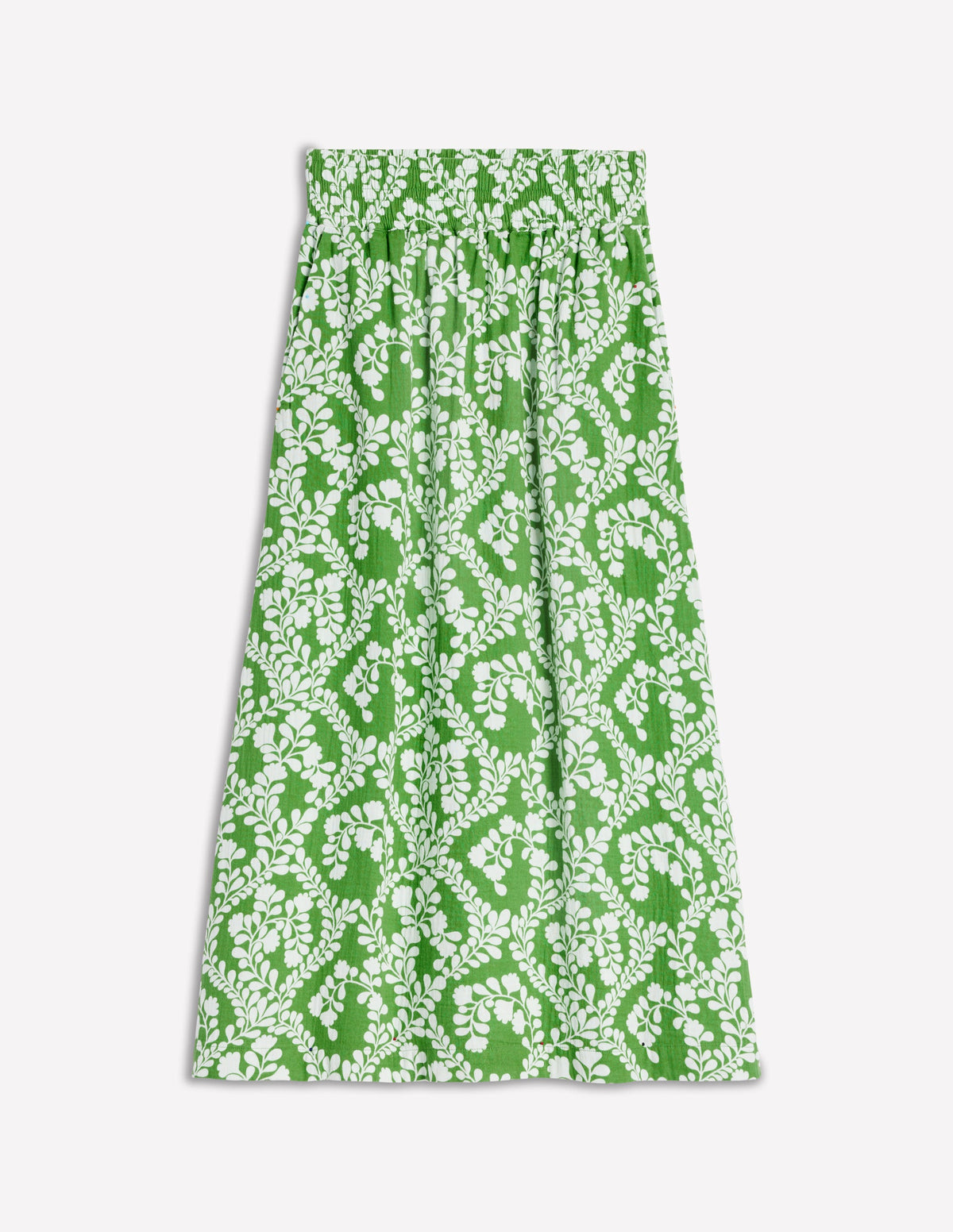 Jupe smockée en double-étoffe-Vert paradis, motif Vine Silhouette - Image 5