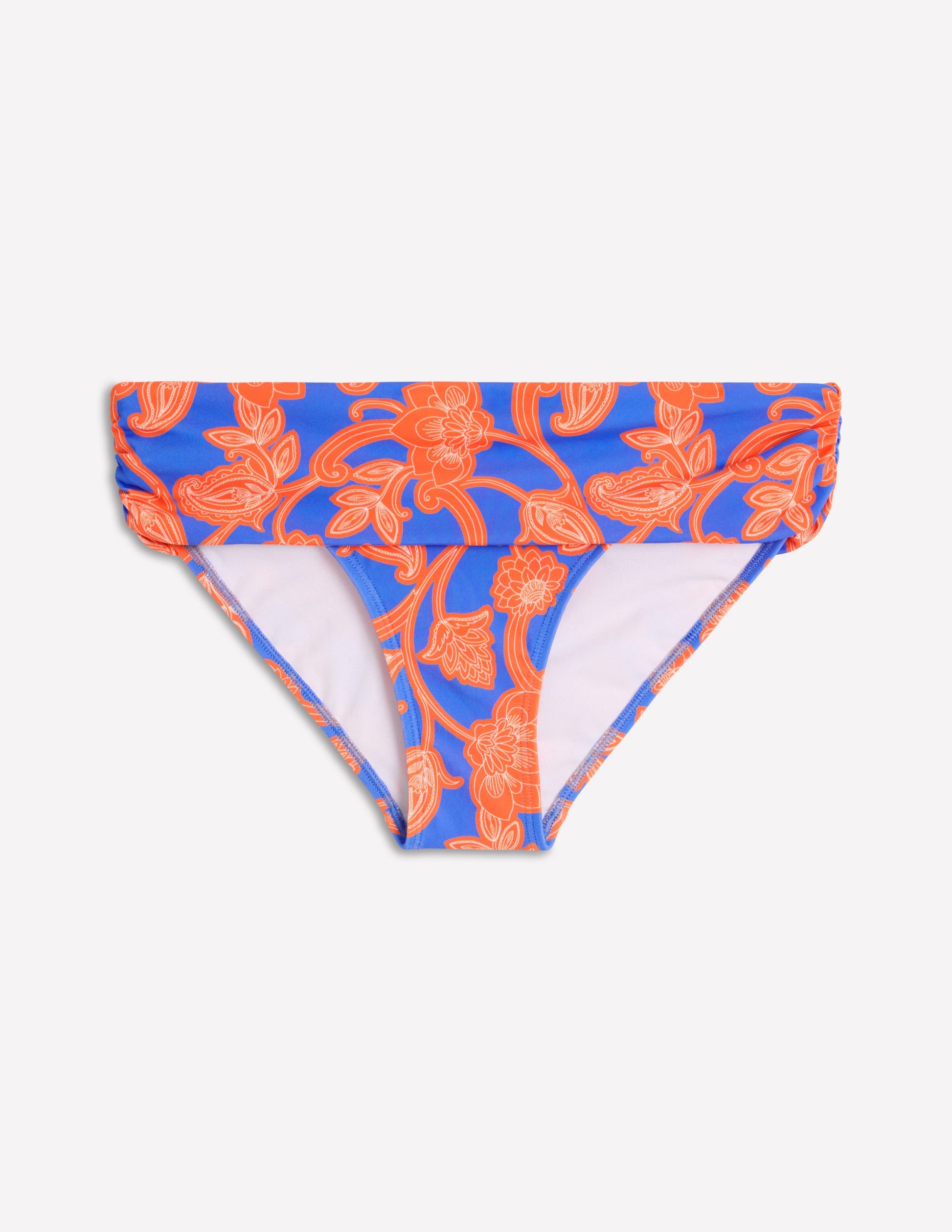 Klassische Bikinihose mit umgeschlagenem Bund-Jaffa-Orange, Paisley-Wirbel-8
