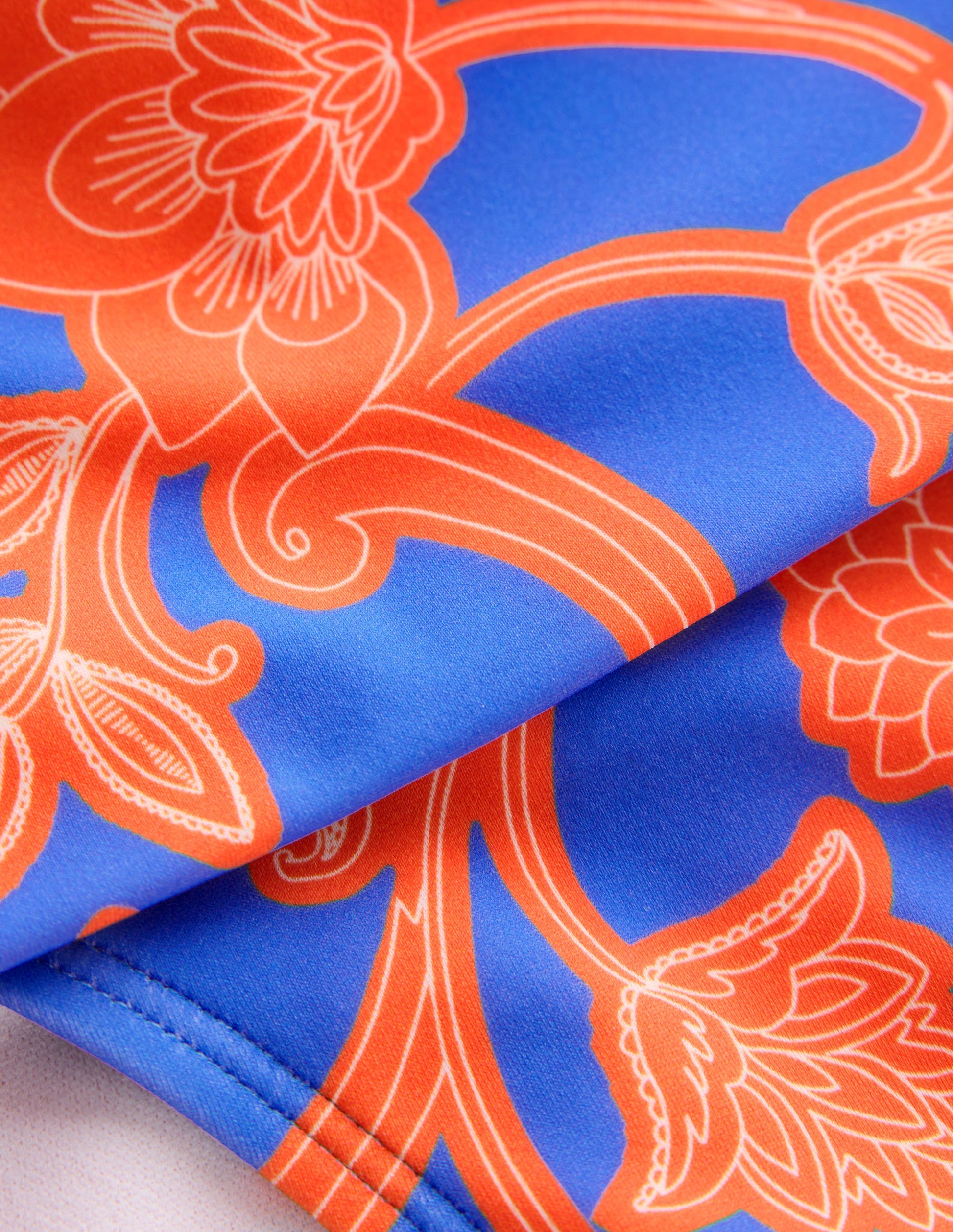 Klassische Bikinihose mit umgeschlagenem Bund-Jaffa-Orange, Paisley-Wirbel-9