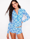 Short de bain dermoprotecteur-Bleu vif, motif Blossomy