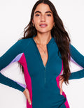 Langärmliges Badeshirt-Ozeanblau