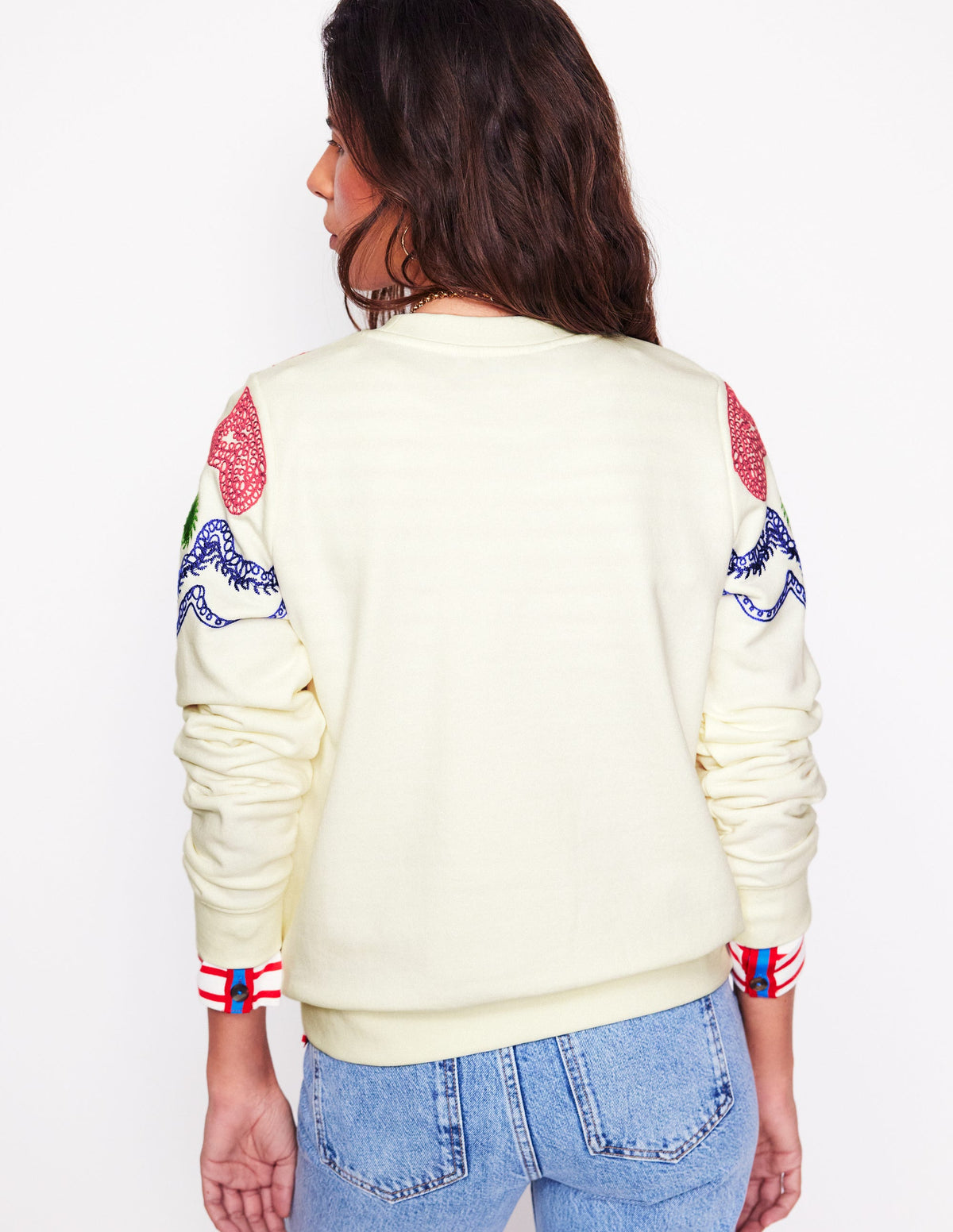 Hannah Embroidered Sweatshirt-Ivory, Geo Stitch-5
