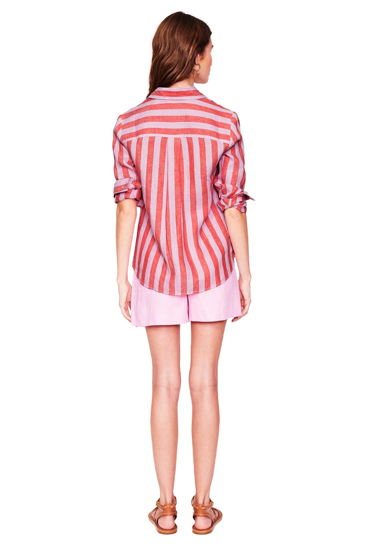 Sienna Leinenhemd-Knallrot und Rosa Streifen - Image 6