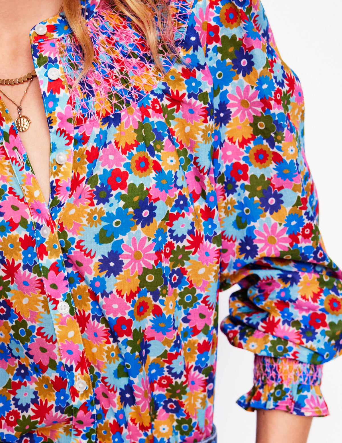 Blouse Effie à smocks-Multi, motif Paintbox Ditsy - Image 4