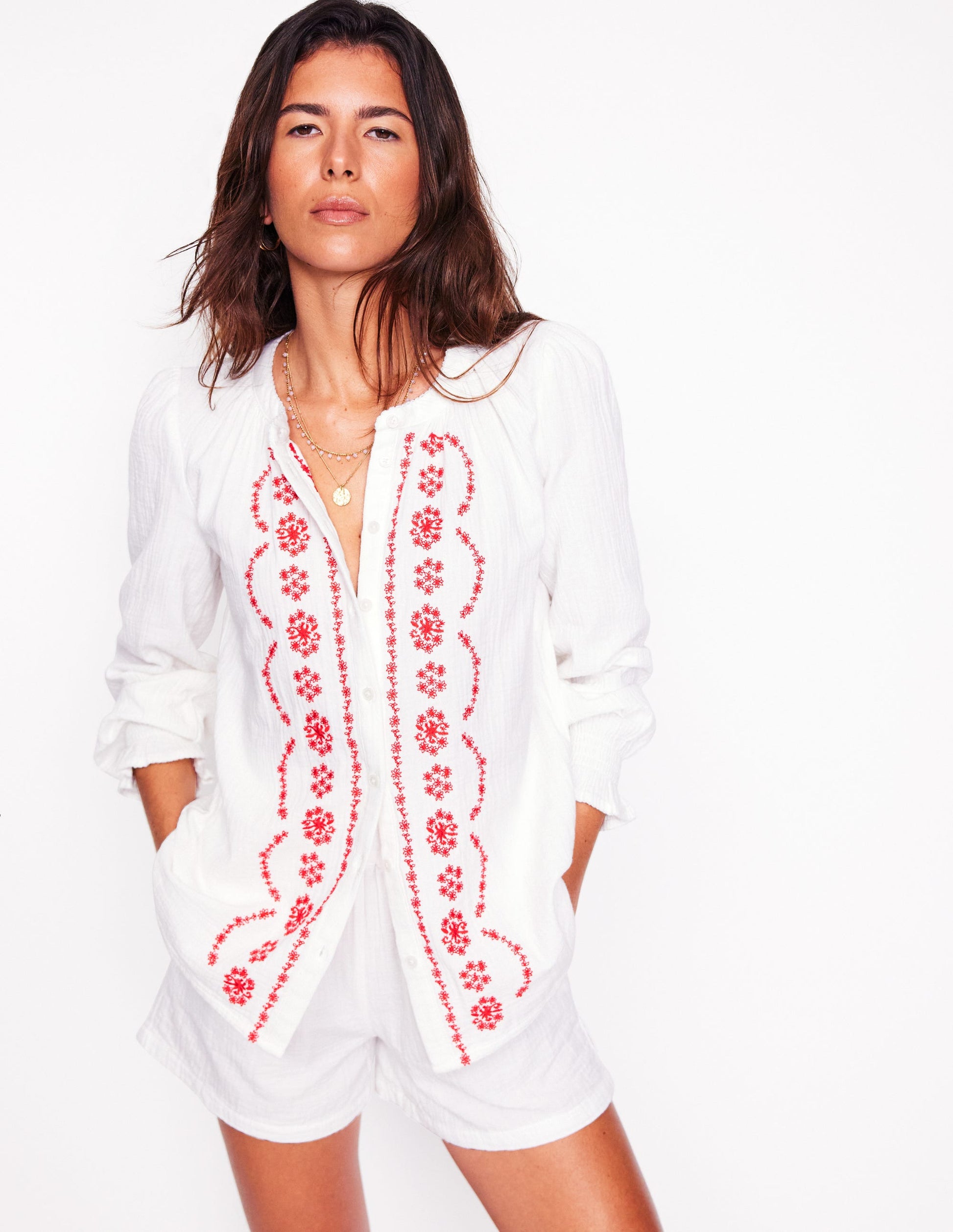Top Evie double-étoffe-Blanc, broderie rouge-3
