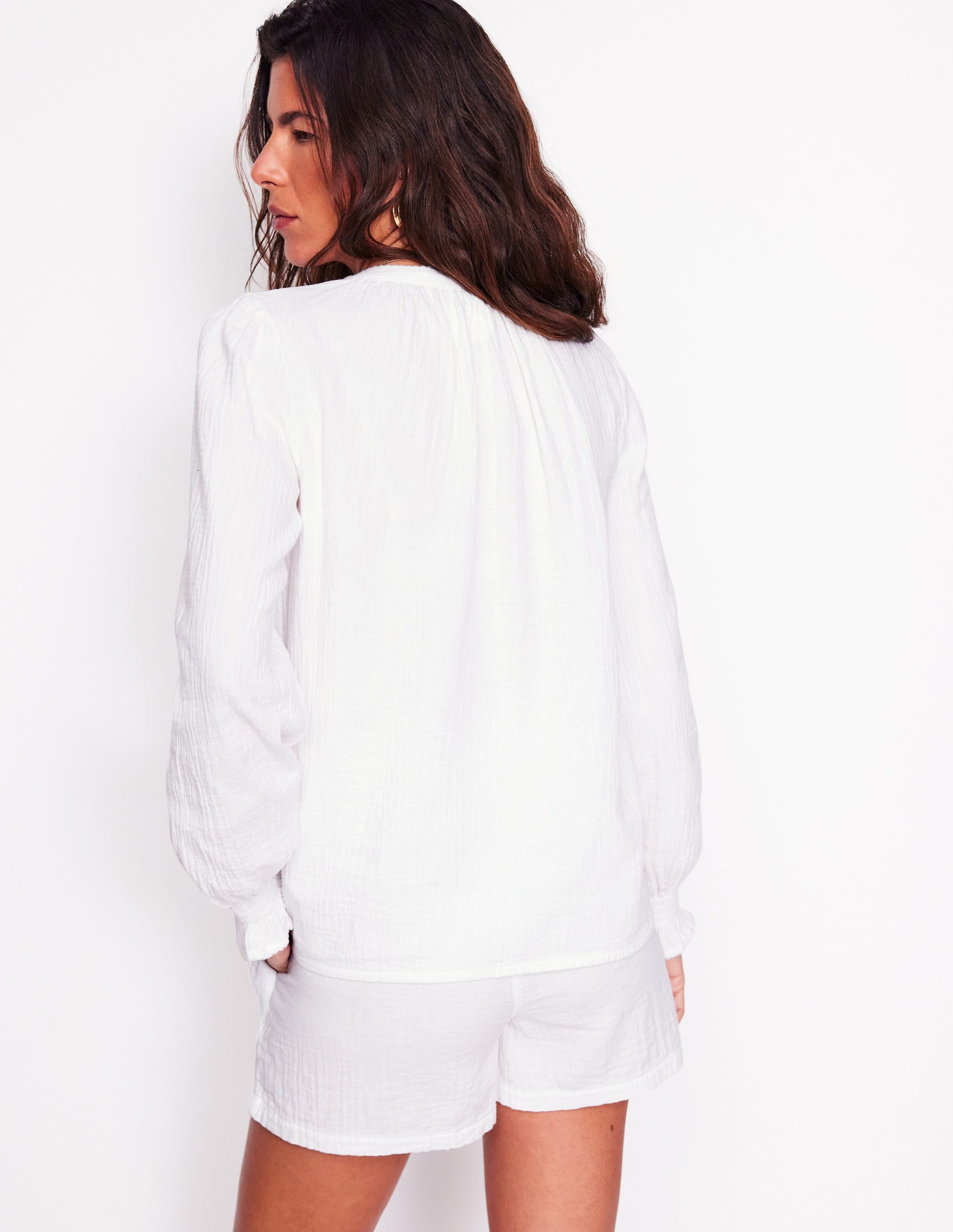 Top Evie double-étoffe-Blanc, broderie rouge - Image 6