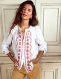 Top Evie double-étoffe-Blanc, broderie rouge