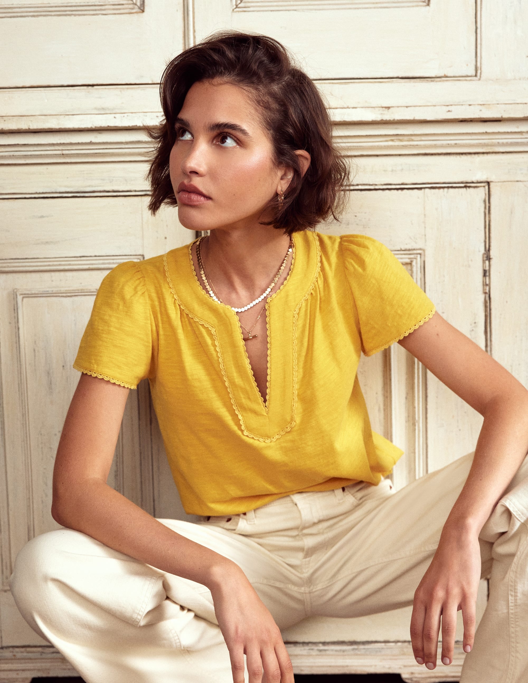 Ava Short Sleeve Top-Honey Yellow - Image 1