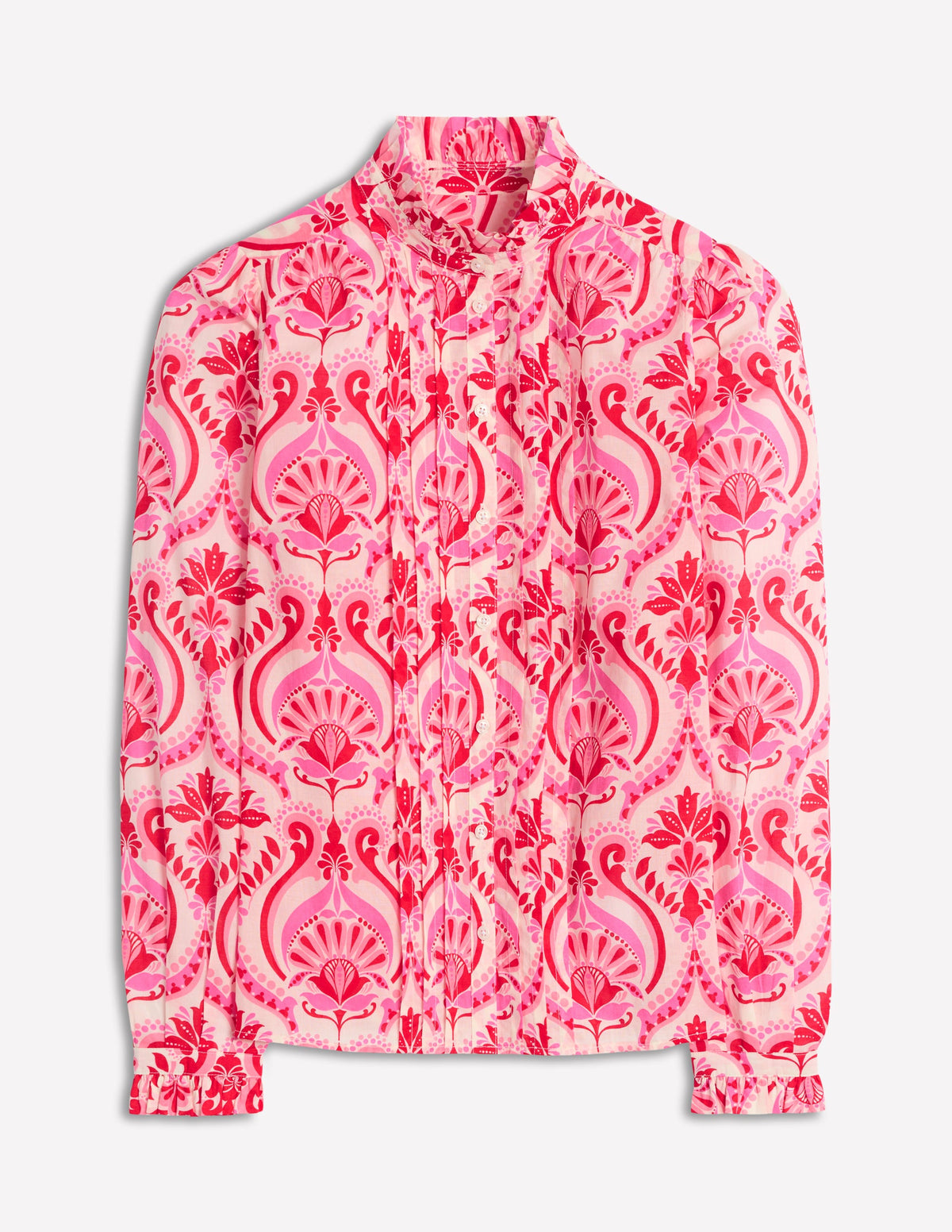Felicity Baumwollbluse-Mohnblumenrot, Blumenmuster mit Ornamenten - Image 10