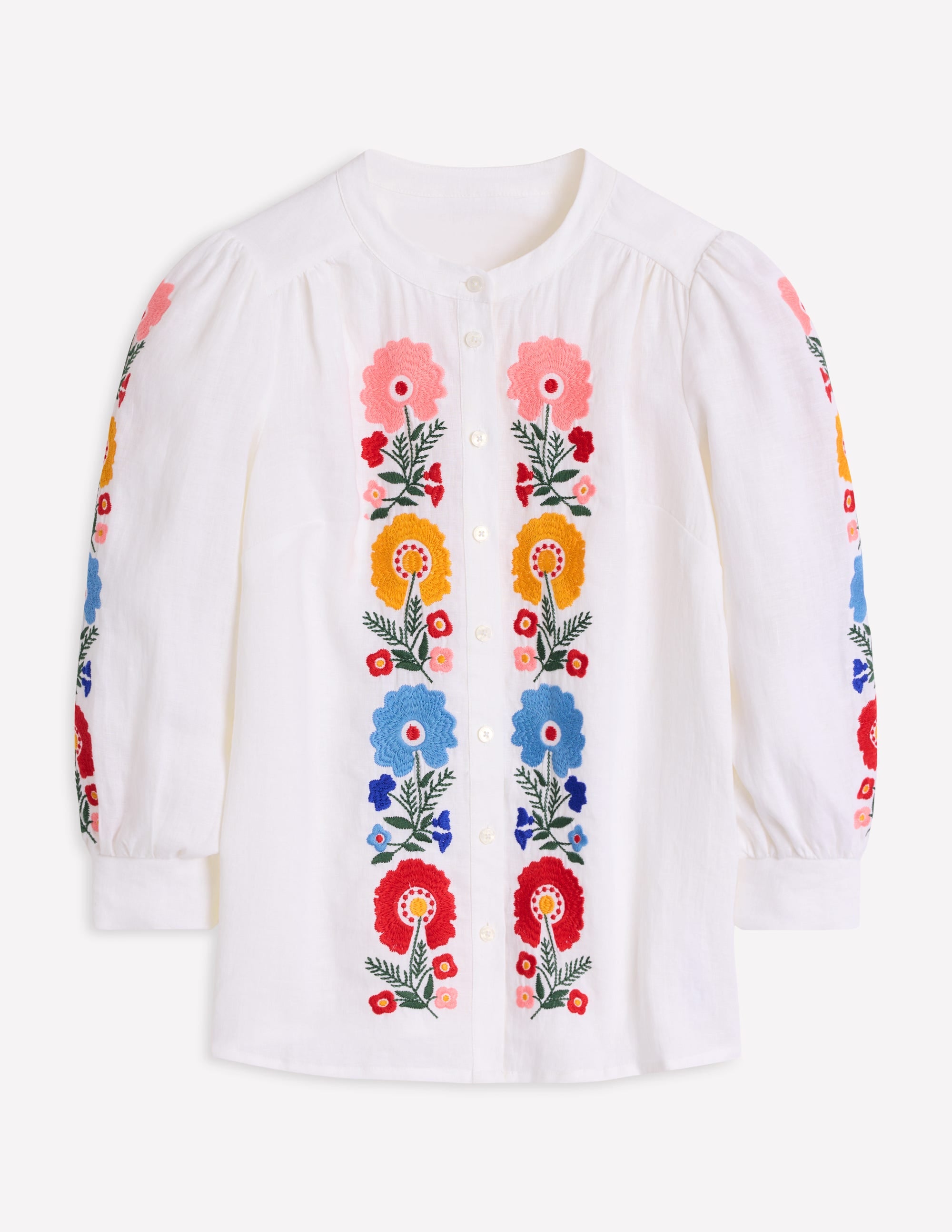 Top Alicia en lin-Blanc, broderie florale - Image 11
