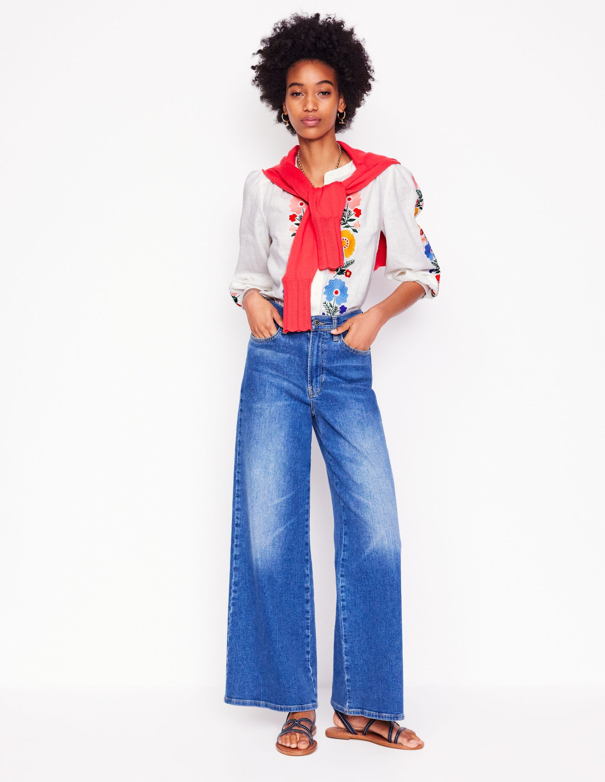 Top Alicia en lin-Blanc, broderie florale-9