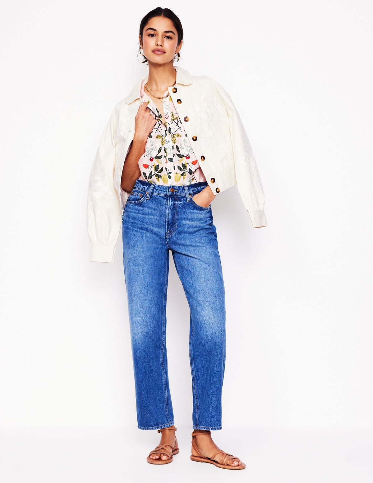 Top Alicia en lin-Rose Provence, motif Bird Paradise - Image 8