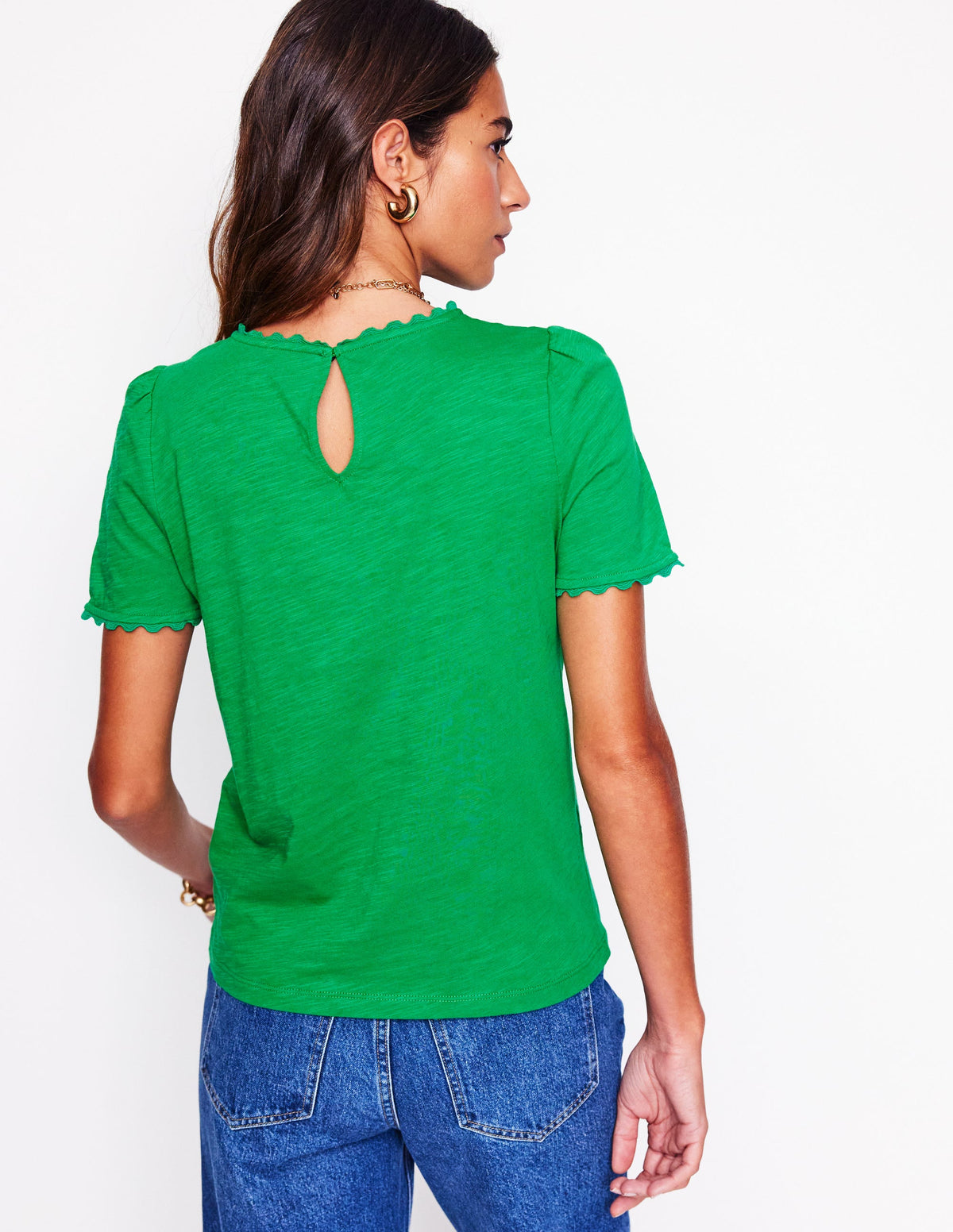 Ali T-Shirt mit Zackenlitze-Grünes Tamburin - Image 3