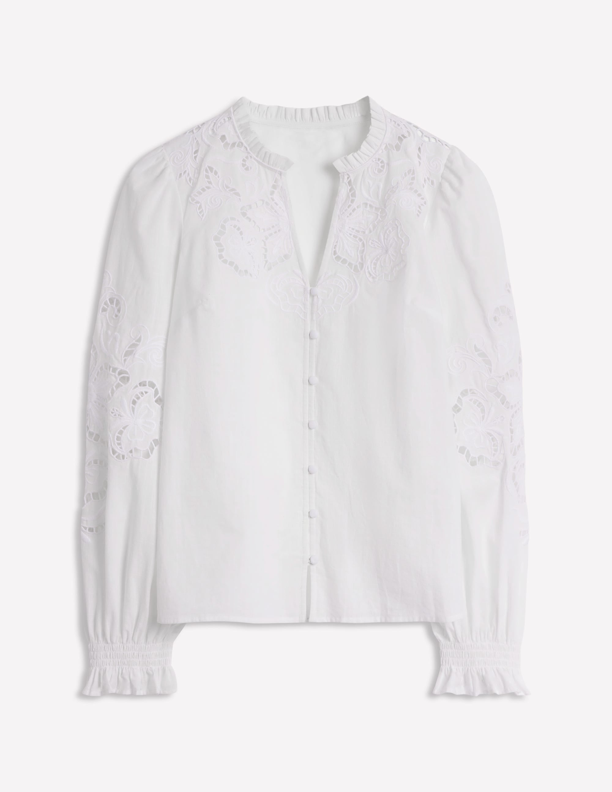 Bluse mit Cutwork-Stickerei-Weiß - Image 5