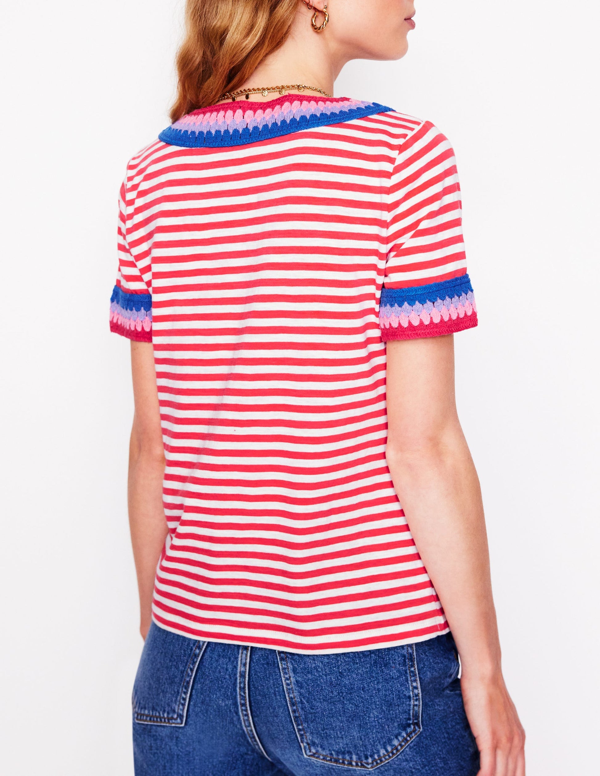 Fae Häkel-T-Shirt-Naturweiß, Cayenne-5