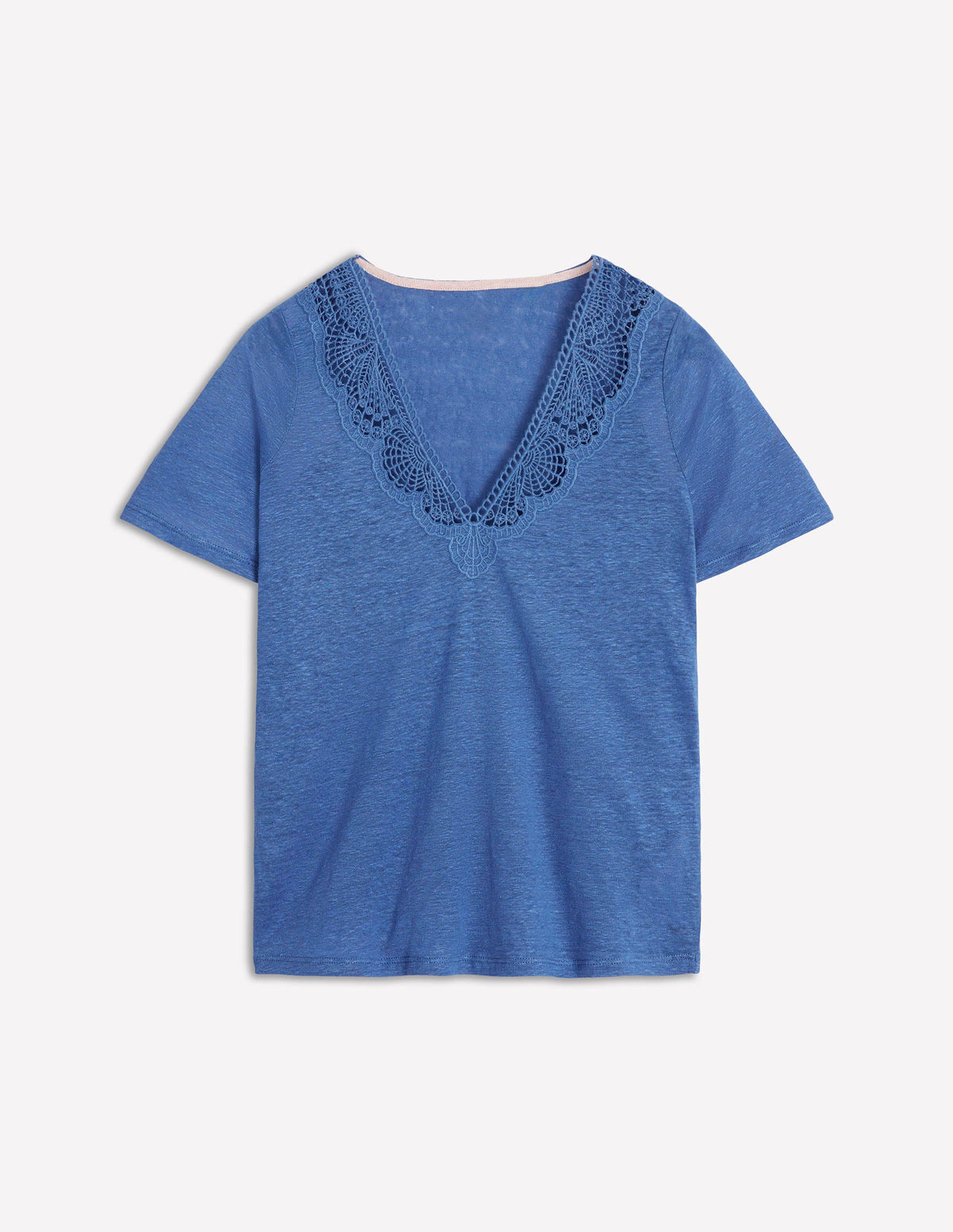 T-Shirt aus Leinen mit Spitzenbesatz-Blue River - Image 6
