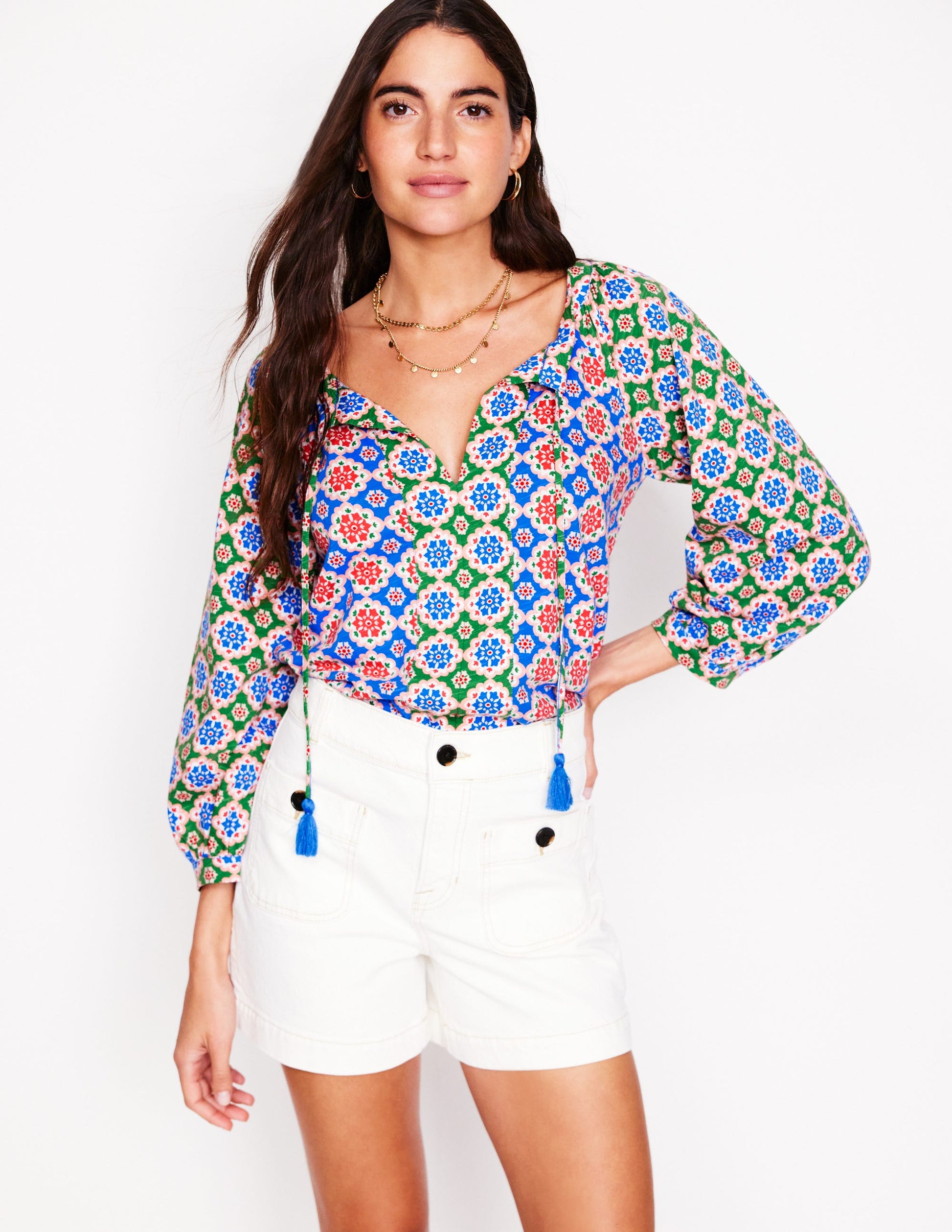 Top à manches raglan blousantes-Motif Bloom Geo-8