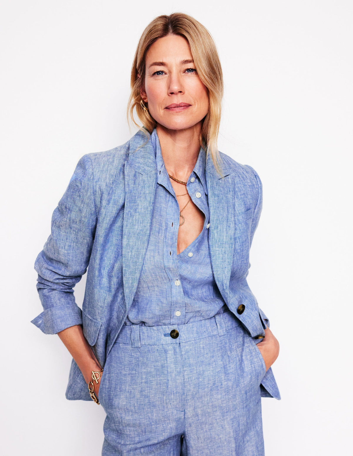Blazer Stamford en lin-Bleu chambray - Image 4