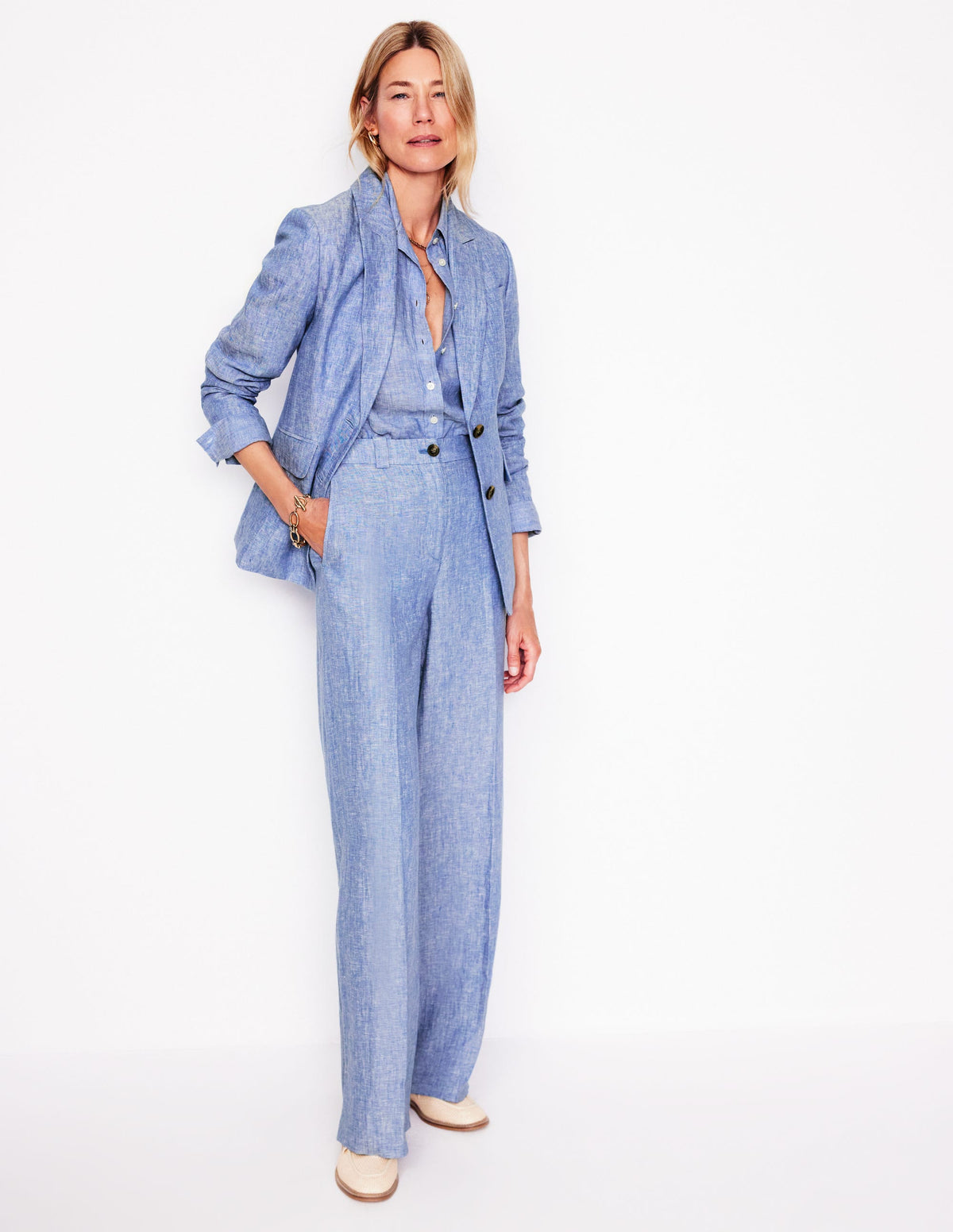 Blazer Stamford en lin-Bleu chambray - Image 5