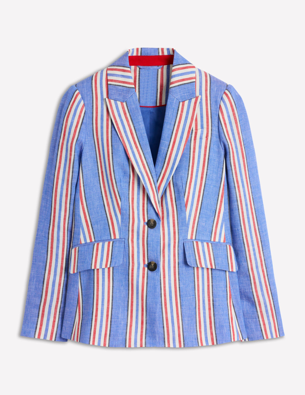 Stamford Leinenblazer-Pfauenblau, Rot Streifen - Image 6