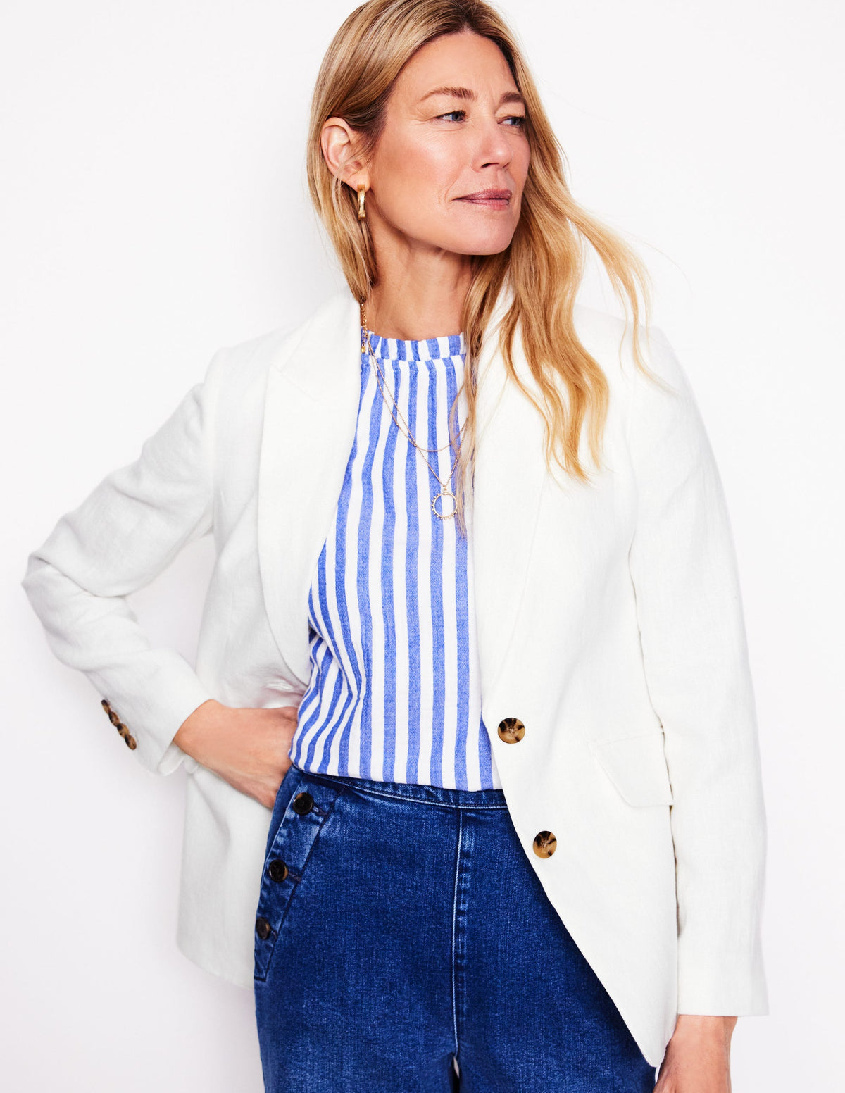 Blazer Stamford en lin-Blanc - Image 1