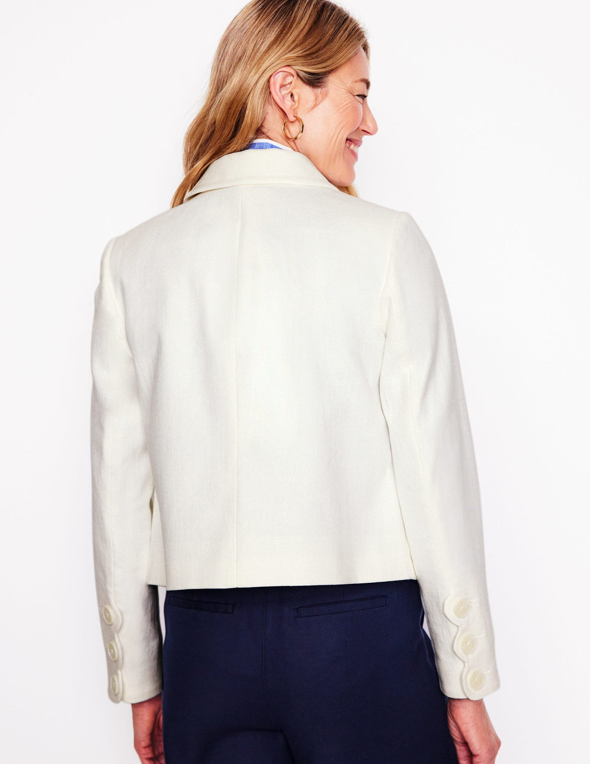 Veste festonnée-Ivoire et Bleu Marine à Pois-4