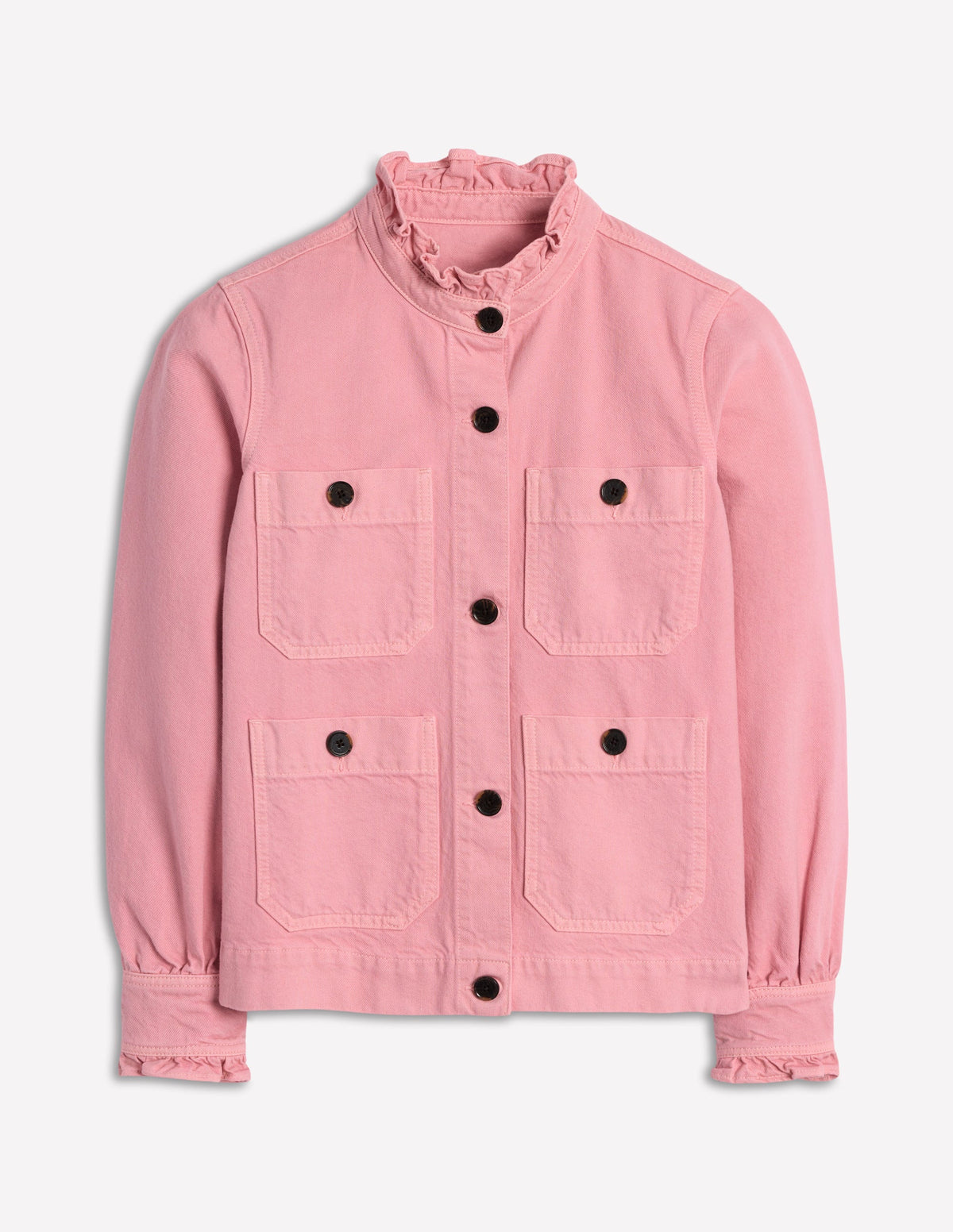 Jeansjacke mit Rüschenkragen-Mandelblütenrosa - Image 5