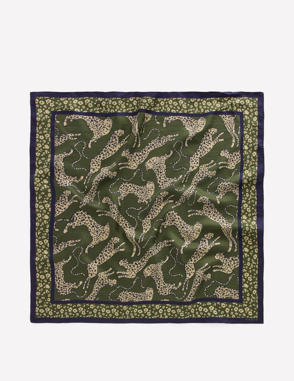 Elisabeth Quadratischer Seidenschal-Springender Leopard-4