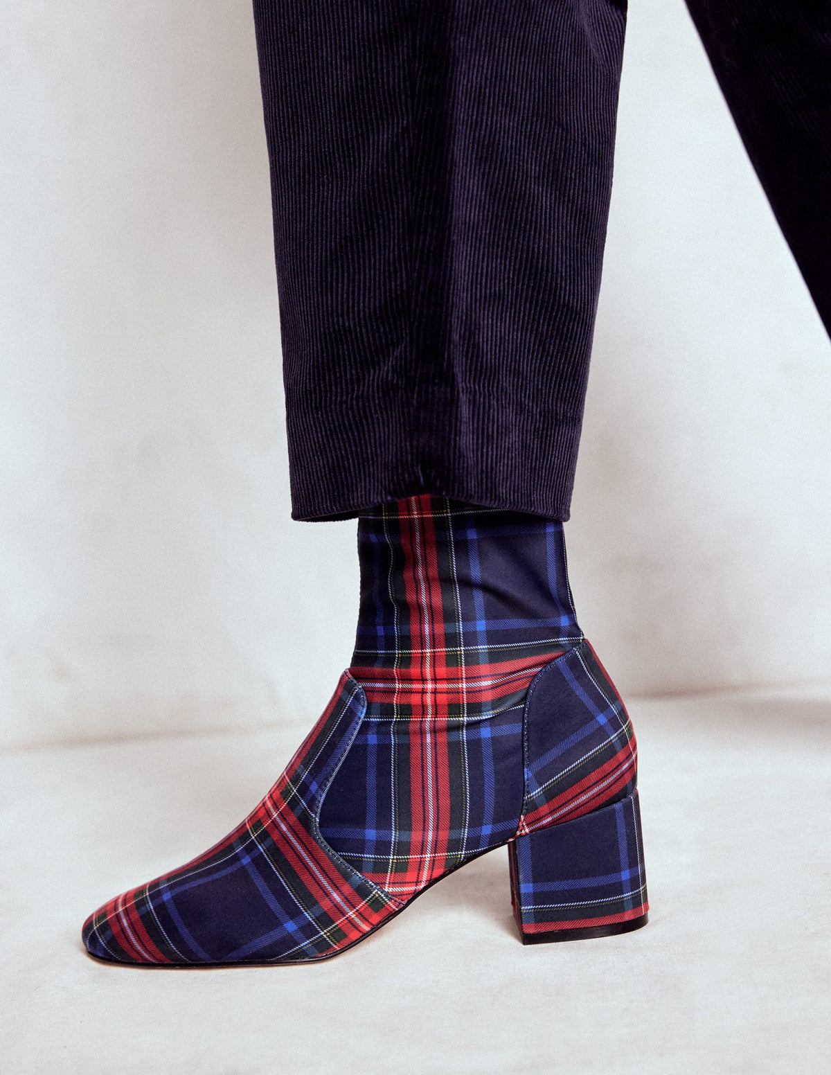 Stretch-Stiefeletten-Schottenmuster-2