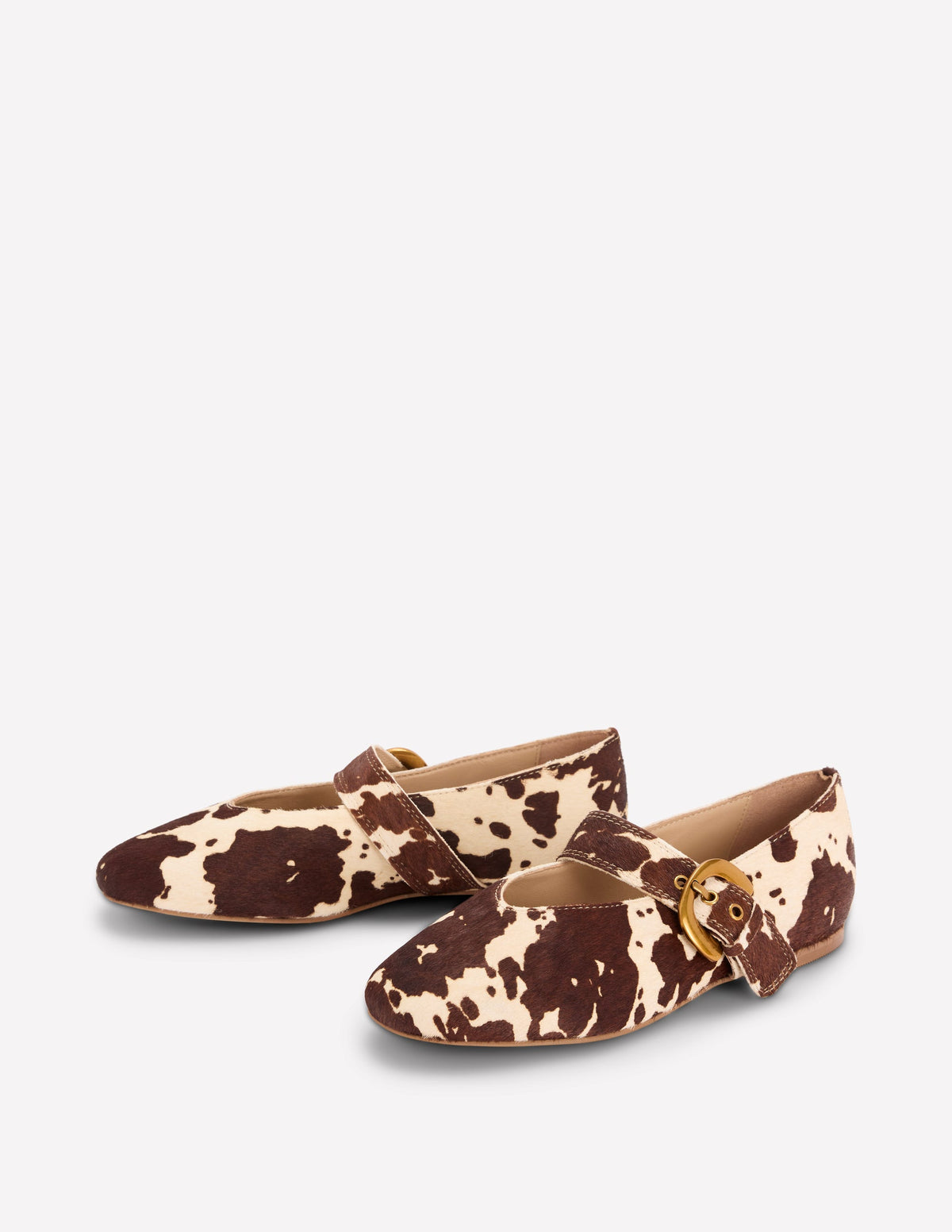 Kylie Flache Mary Janes mit Schnalle-Braun/Naturweiß - Image 3